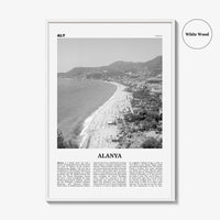 Alanya Print Black and White, Alanya Wall Art, Alanya Poster, Alanya Photo, Alanya Wall Décor, Turkey, Europe, Alaiye, Türkiye, Turkish