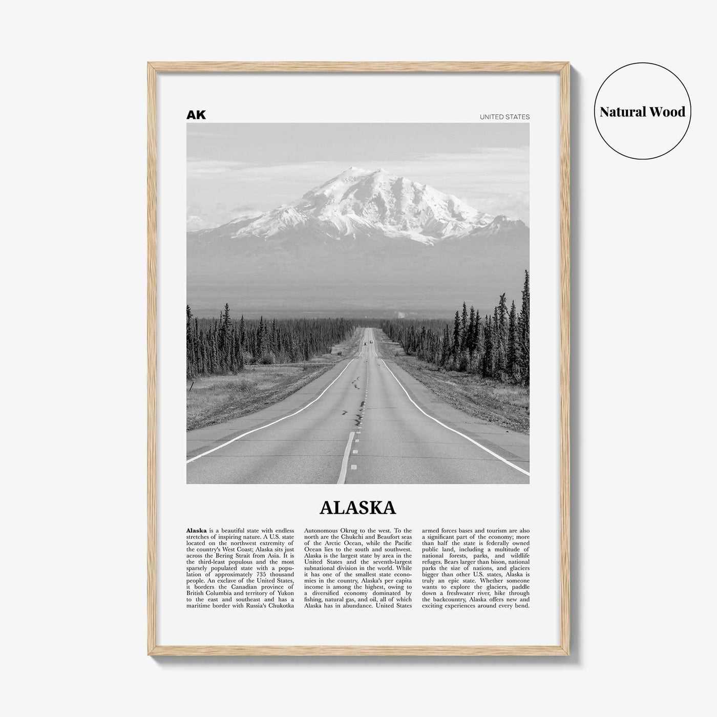 Alaska Print Black and White No 1, Alaska Wall Art, Alaska Poster, Alaska Photo, Alaska Wall Decor, USA, United States, North America