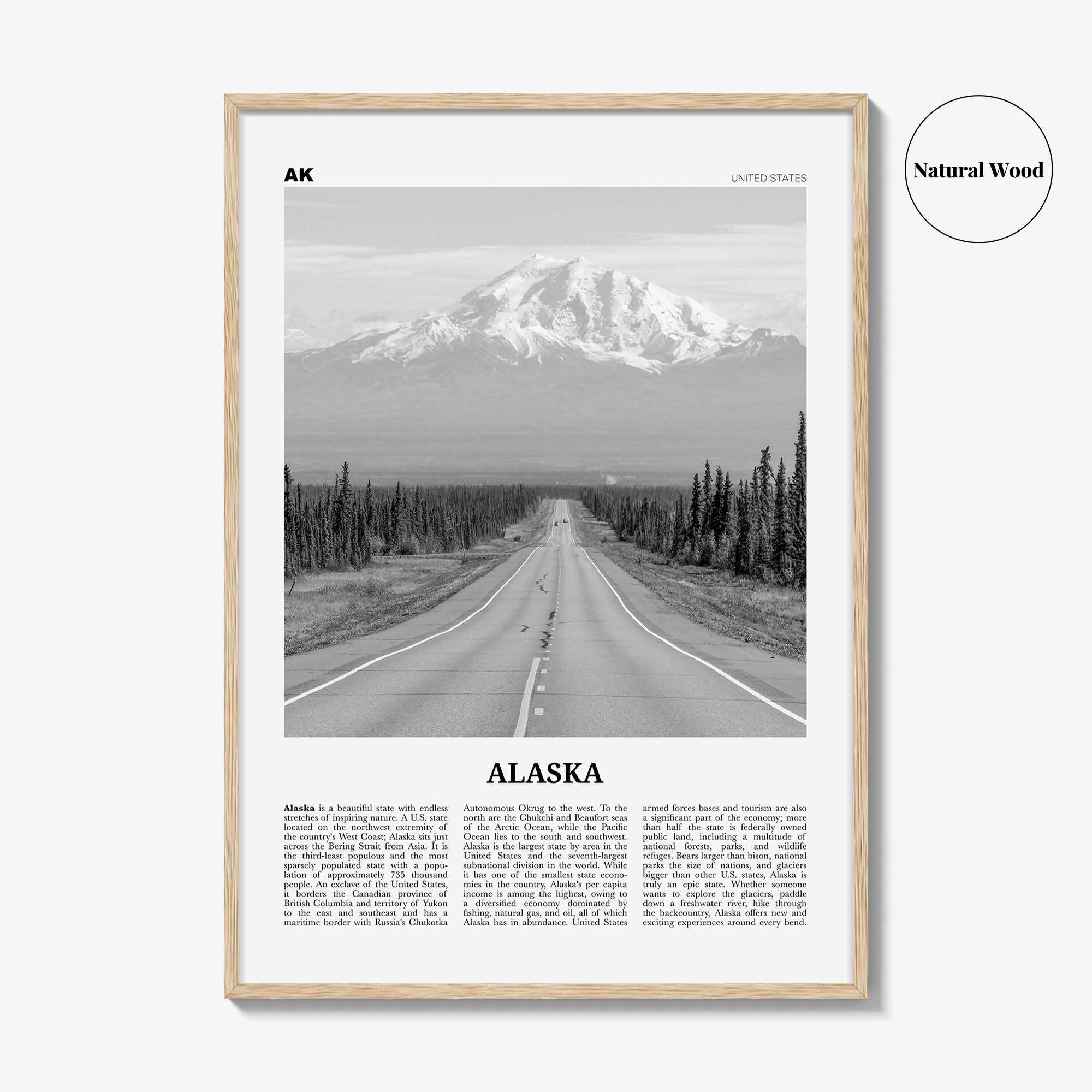 Alaska Print Black and White No 1, Alaska Wall Art, Alaska Poster, Alaska Photo, Alaska Wall Decor, USA, United States, North America