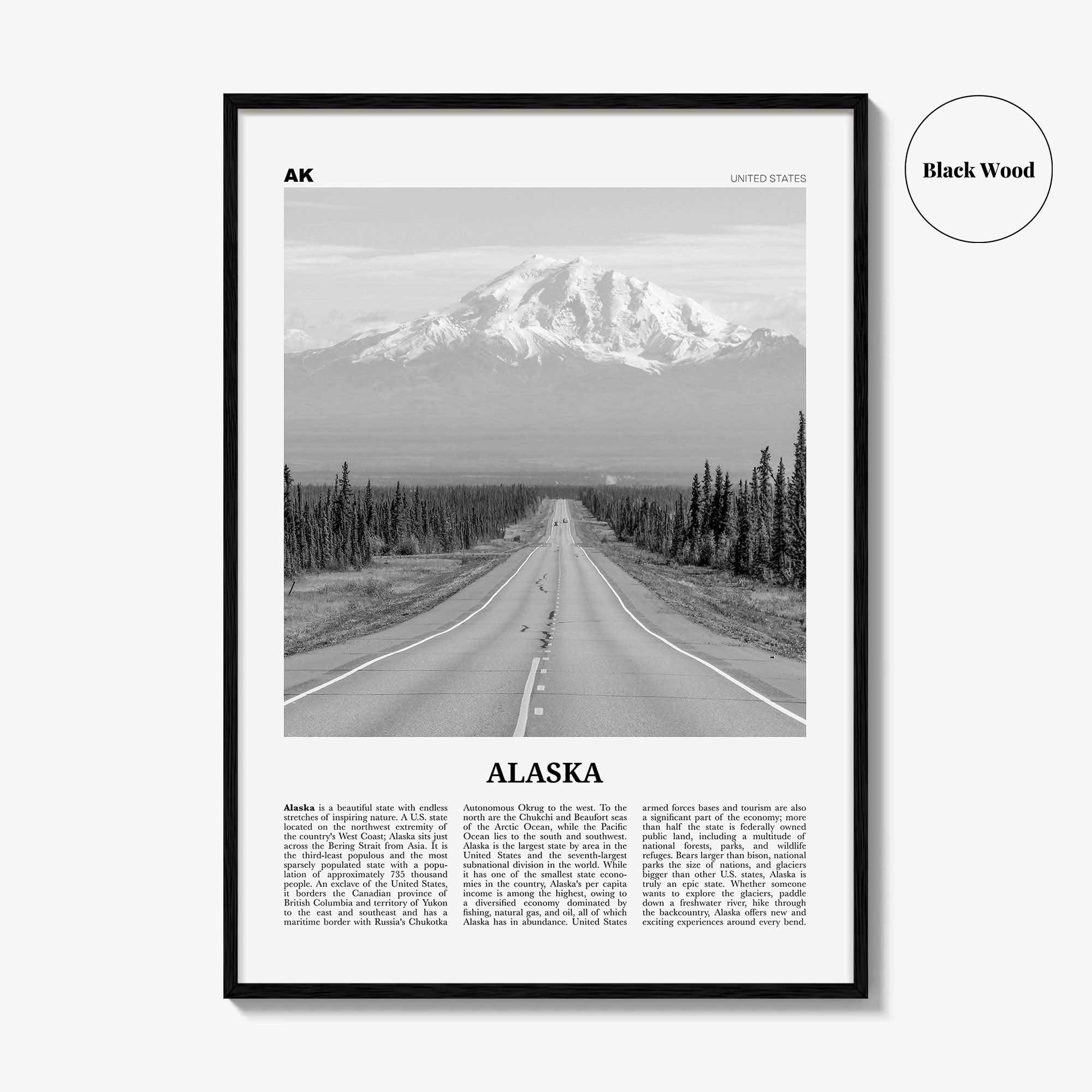 Alaska Print Black and White No 1, Alaska Wall Art, Alaska Poster, Alaska Photo, Alaska Wall Decor, USA, United States, North America