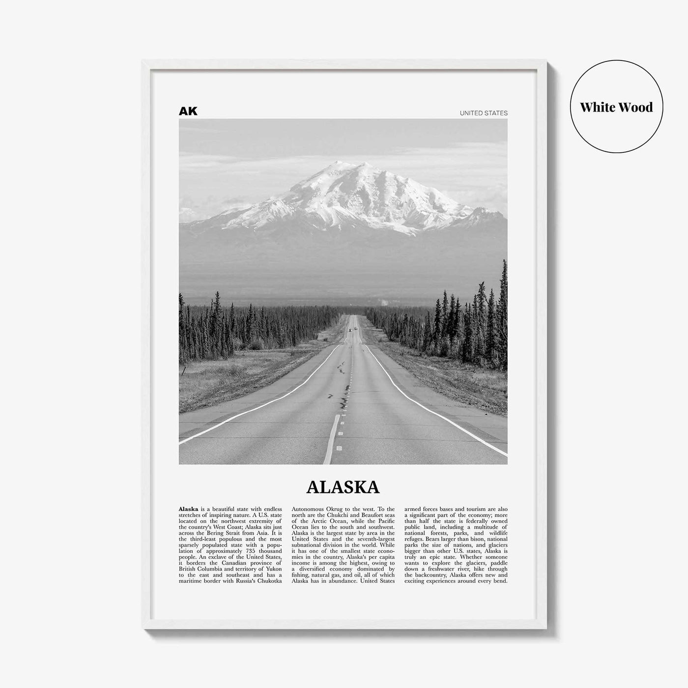 Alaska Print Black and White No 1, Alaska Wall Art, Alaska Poster, Alaska Photo, Alaska Wall Decor, USA, United States, North America