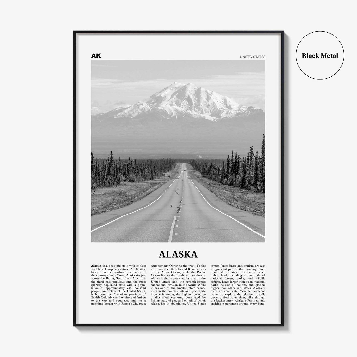 Alaska Print Black and White No 1, Alaska Wall Art, Alaska Poster, Alaska Photo, Alaska Wall Decor, USA, United States, North America