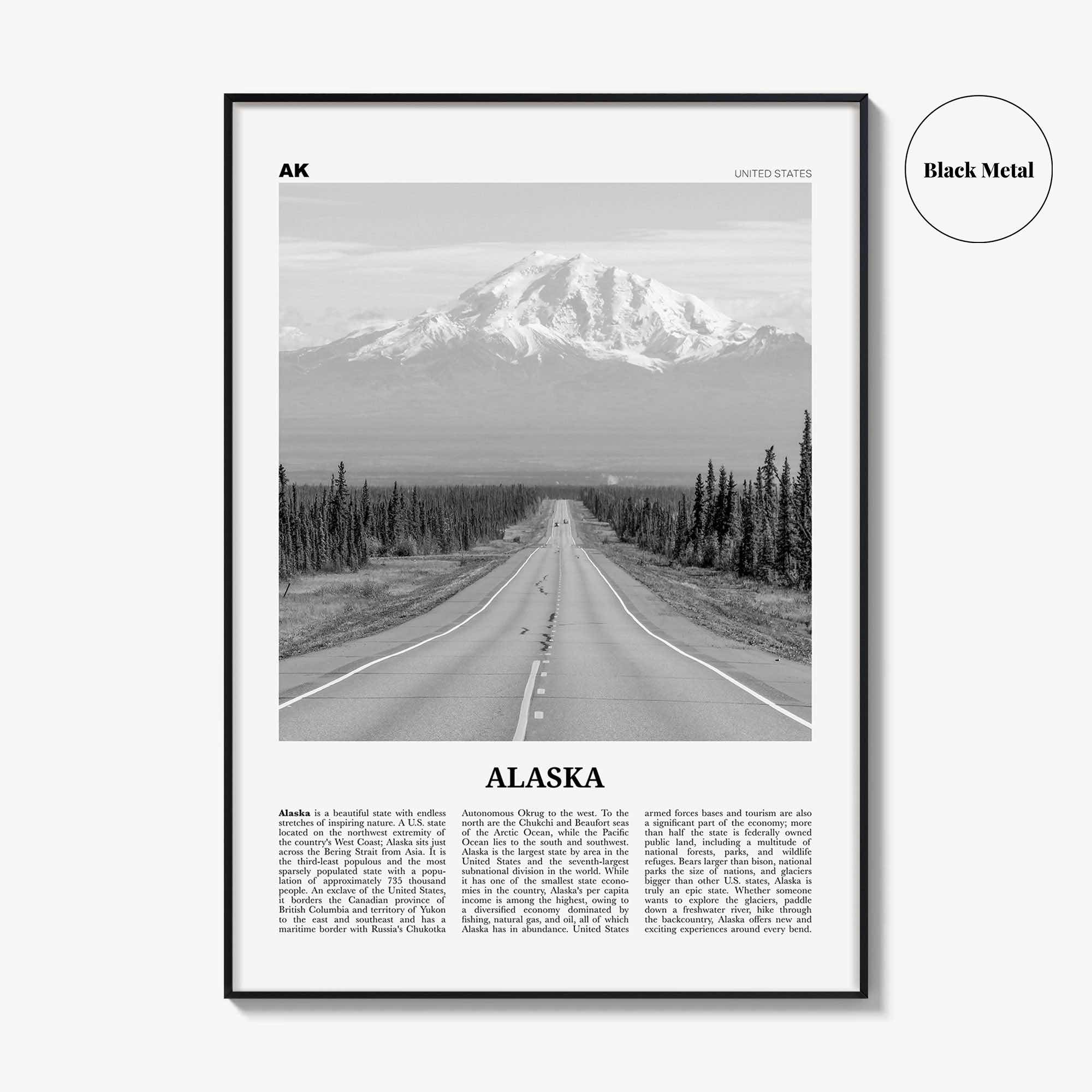 Alaska Print Black and White No 1, Alaska Wall Art, Alaska Poster, Alaska Photo, Alaska Wall Decor, USA, United States, North America