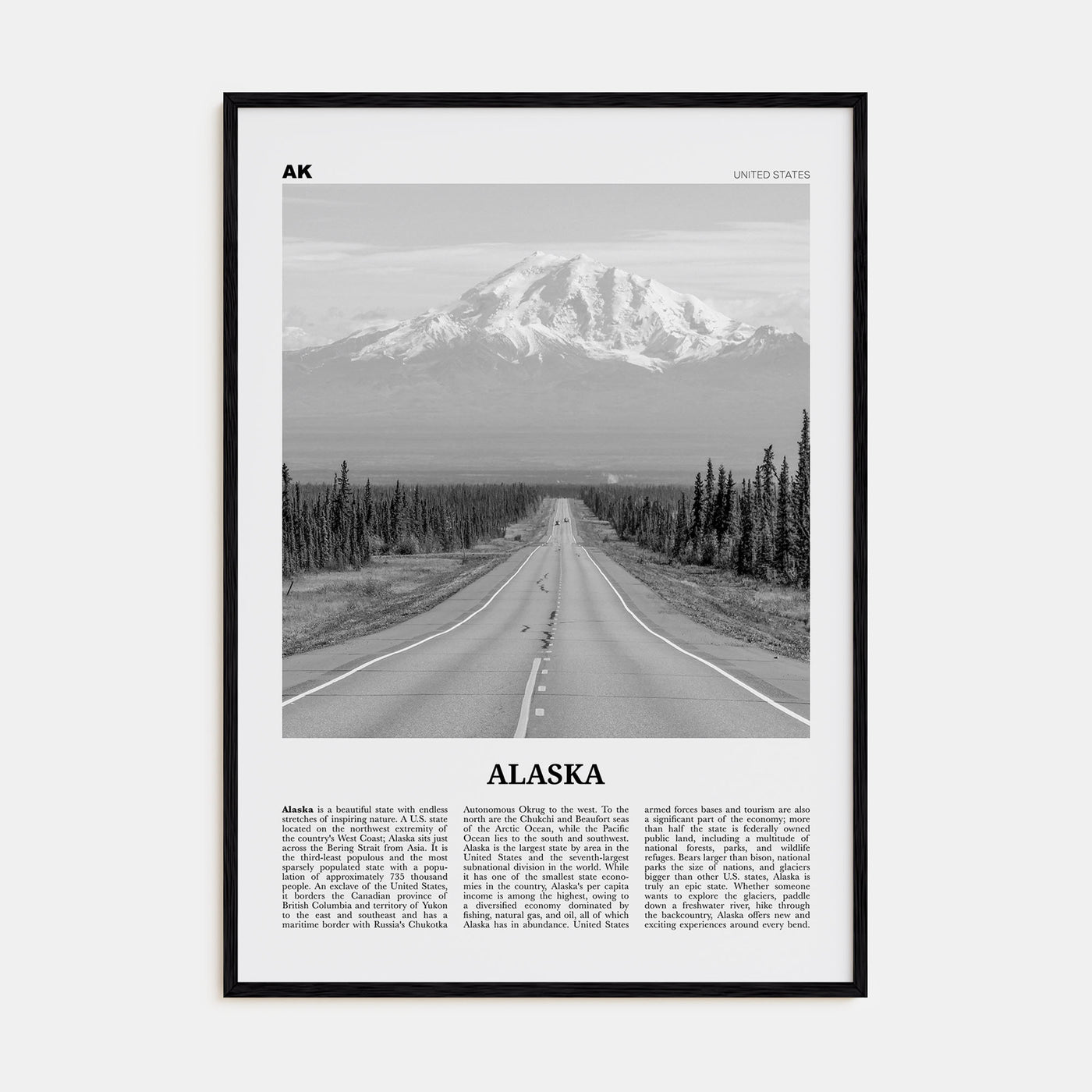 Alaska Travel B&W No 1 Poster