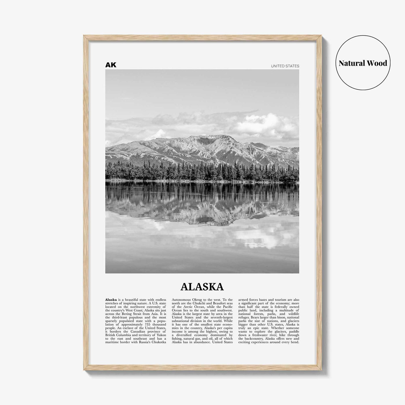 Alaska Print Black and White No 2, Alaska Wall Art, Alaska Poster, Alaska Photo, Alaska Wall Decor, USA, United States, North America