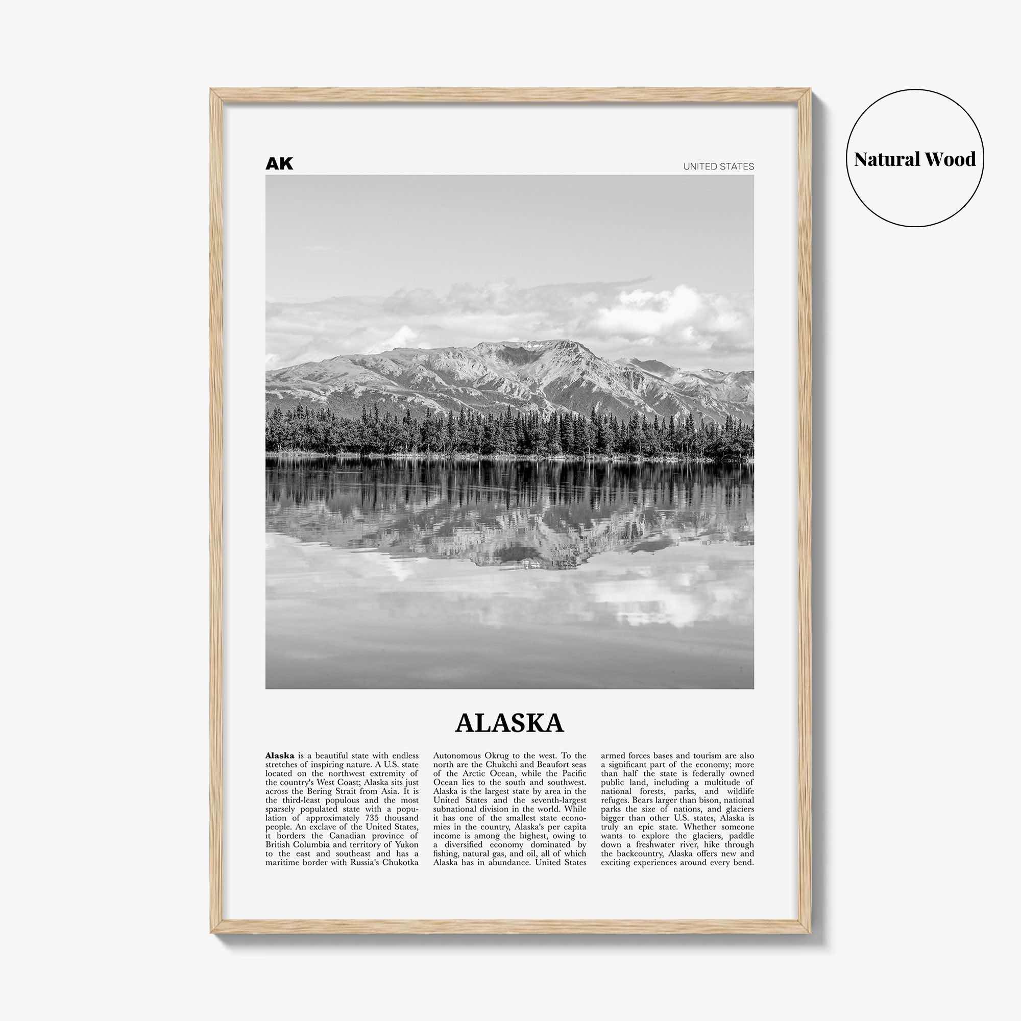 Alaska Print Black and White No 2, Alaska Wall Art, Alaska Poster, Alaska Photo, Alaska Wall Decor, USA, United States, North America