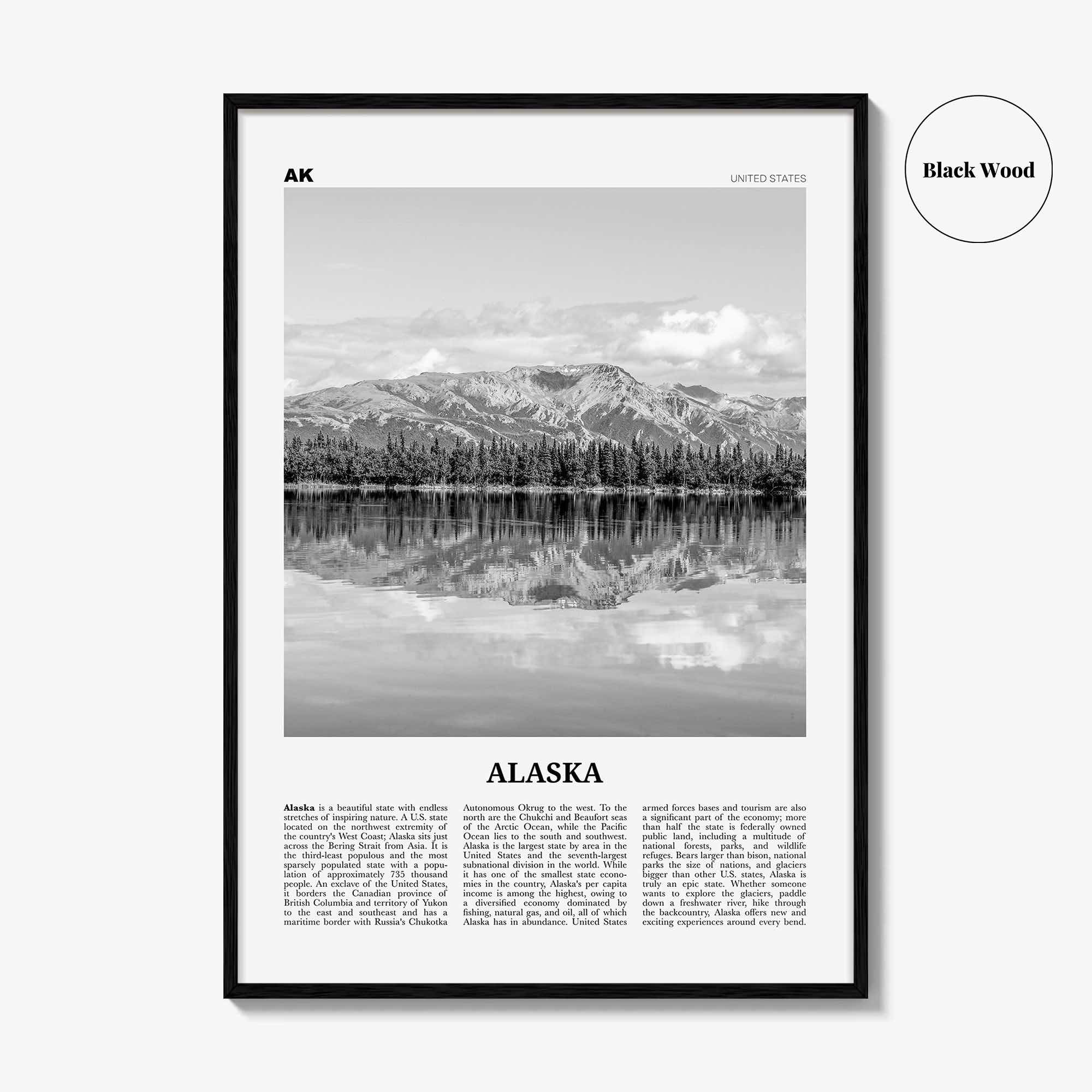 Alaska Print Black and White No 2, Alaska Wall Art, Alaska Poster, Alaska Photo, Alaska Wall Decor, USA, United States, North America