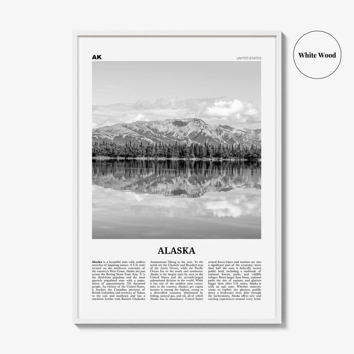 Alaska Print Black and White No 2, Alaska Wall Art, Alaska Poster, Alaska Photo, Alaska Wall Decor, USA, United States, North America