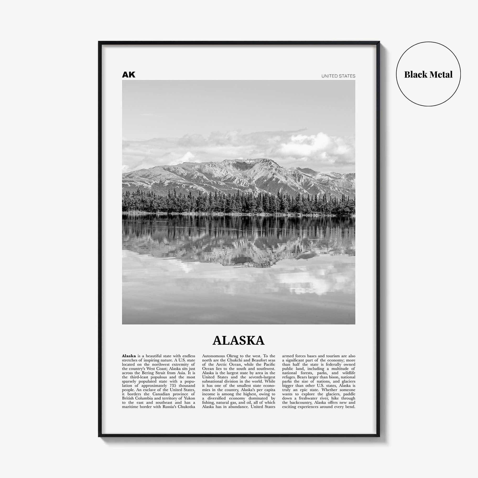 Alaska Print Black and White No 2, Alaska Wall Art, Alaska Poster, Alaska Photo, Alaska Wall Decor, USA, United States, North America