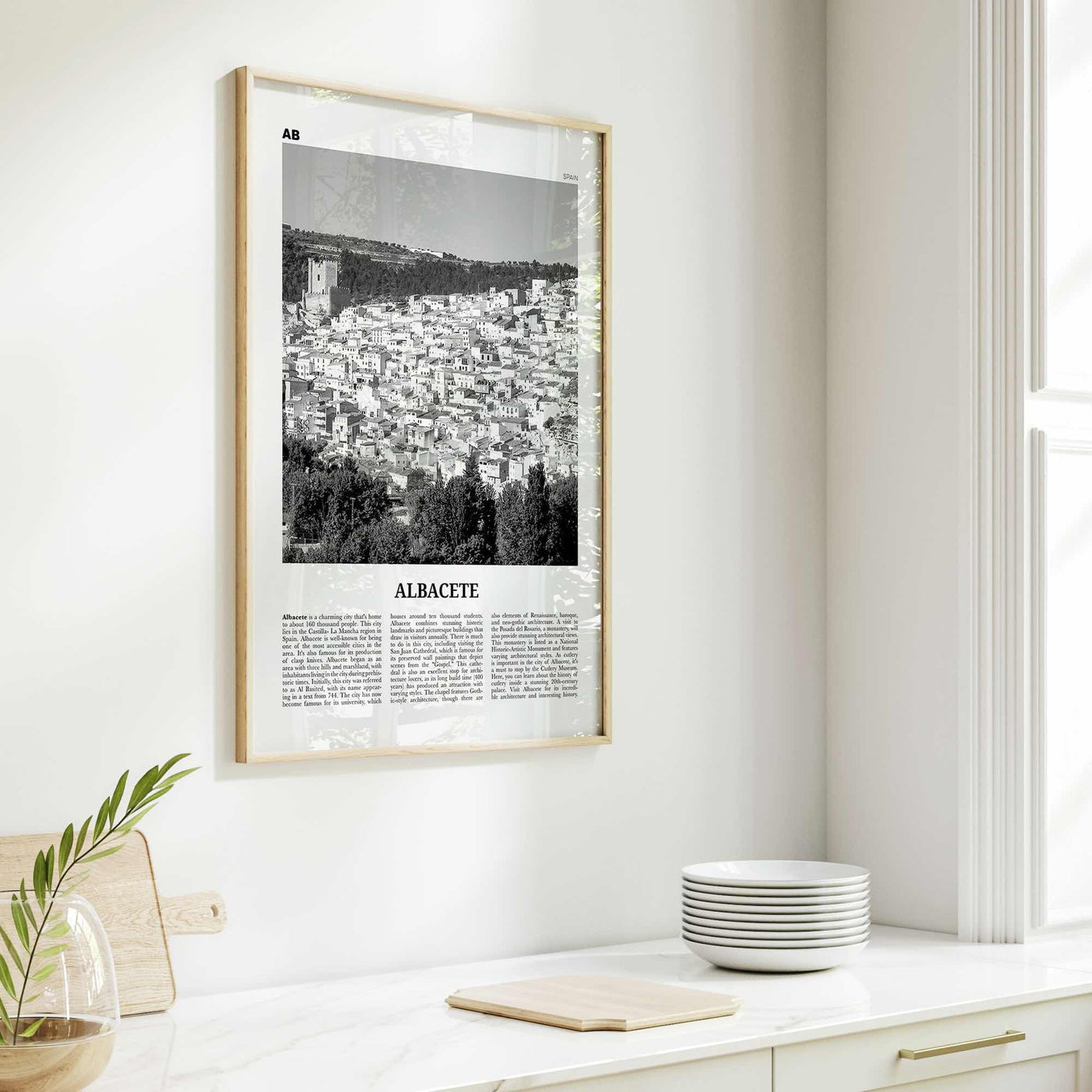 Albacete Print Black and White, Albacete Wall Art, Albacete Poster, Albacete Photo, Albacete Wall Décor, Albacete Map,
