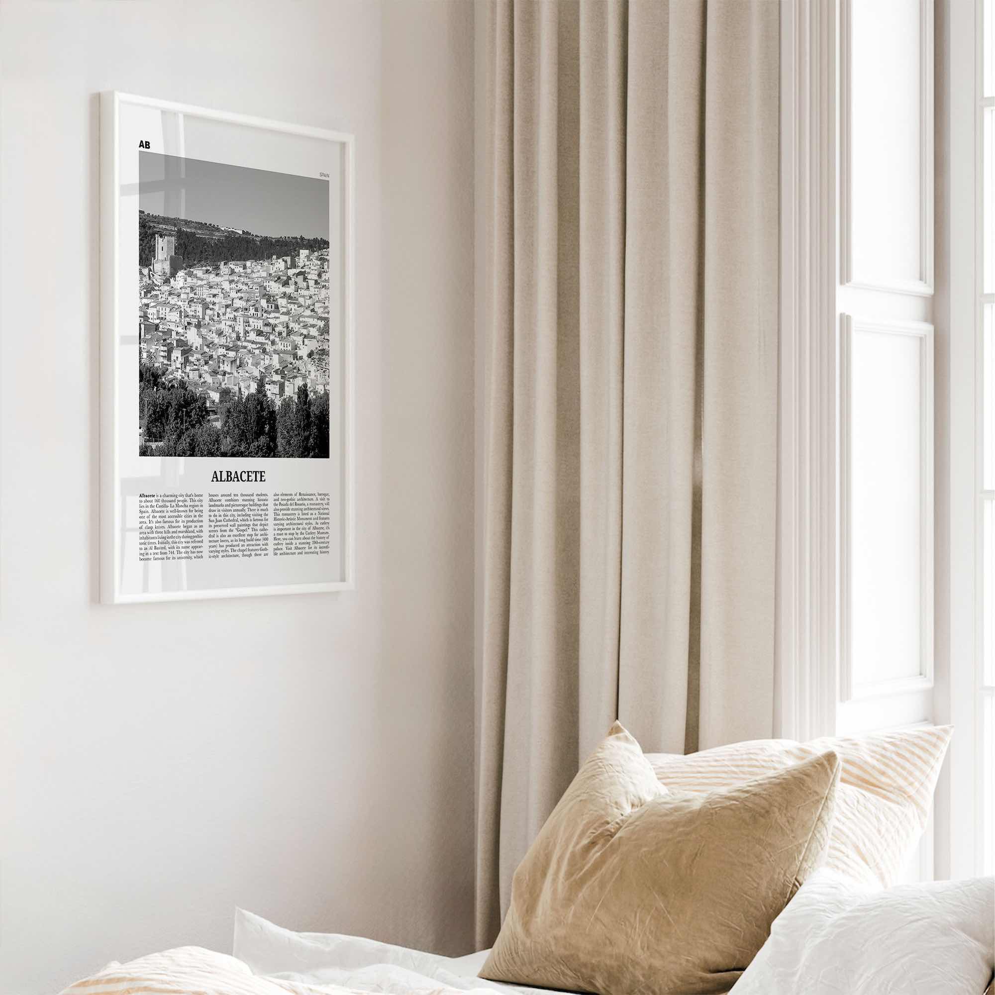 Albacete Print Black and White, Albacete Wall Art, Albacete Poster, Albacete Photo, Albacete Wall Décor, Albacete Map,