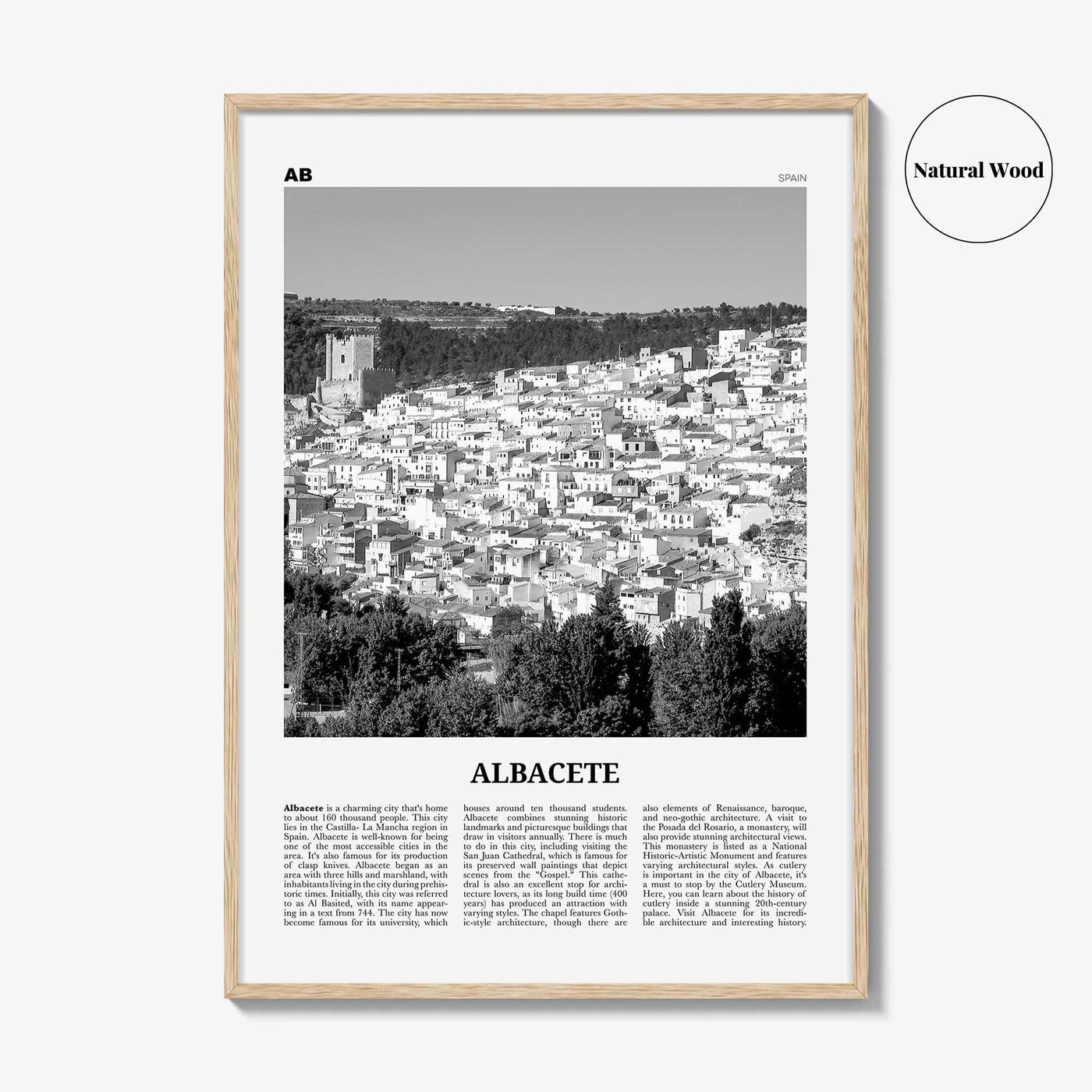 Albacete Print Black and White, Albacete Wall Art, Albacete Poster, Albacete Photo, Albacete Wall Décor, Albacete Map,