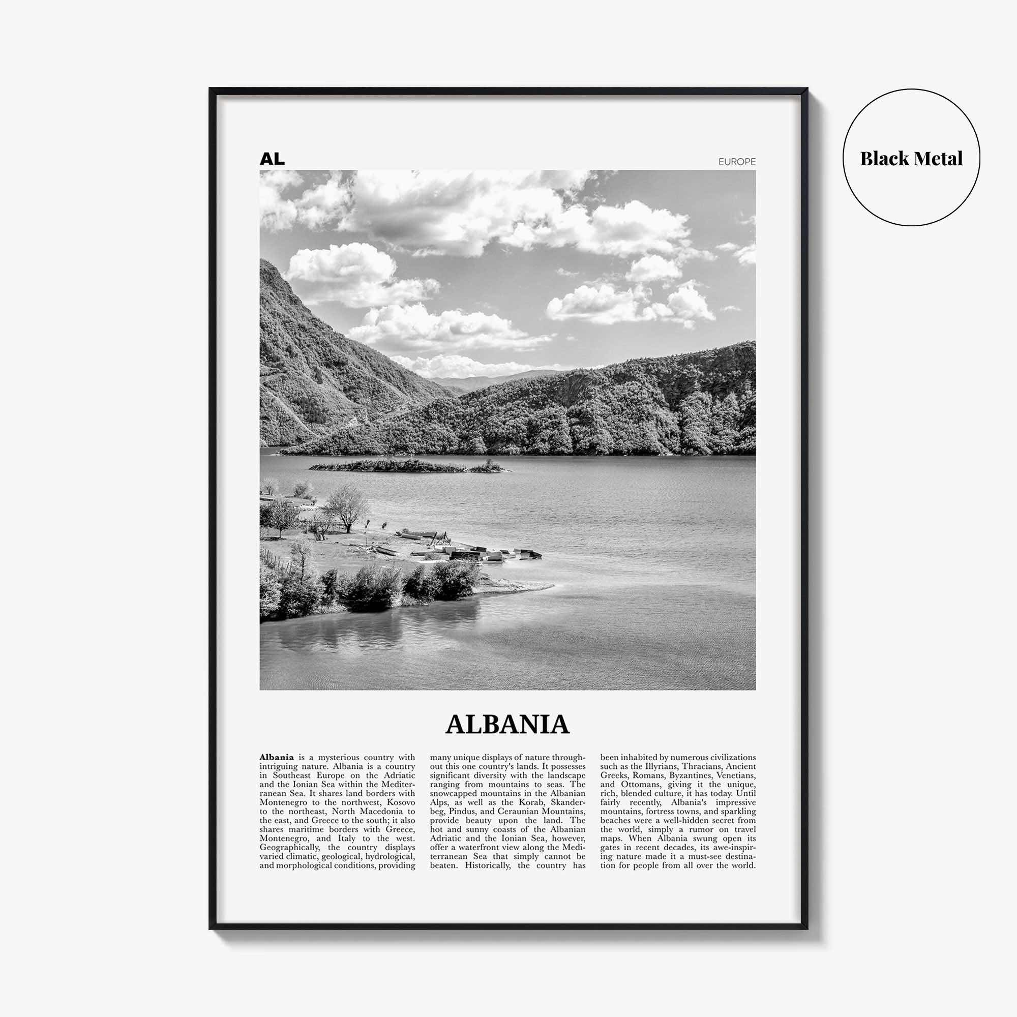 Albania Print Black and White No 1, Albania Wall Art, Albania Poster, Albania Photo, Albania Wall Decor, Country Art Print