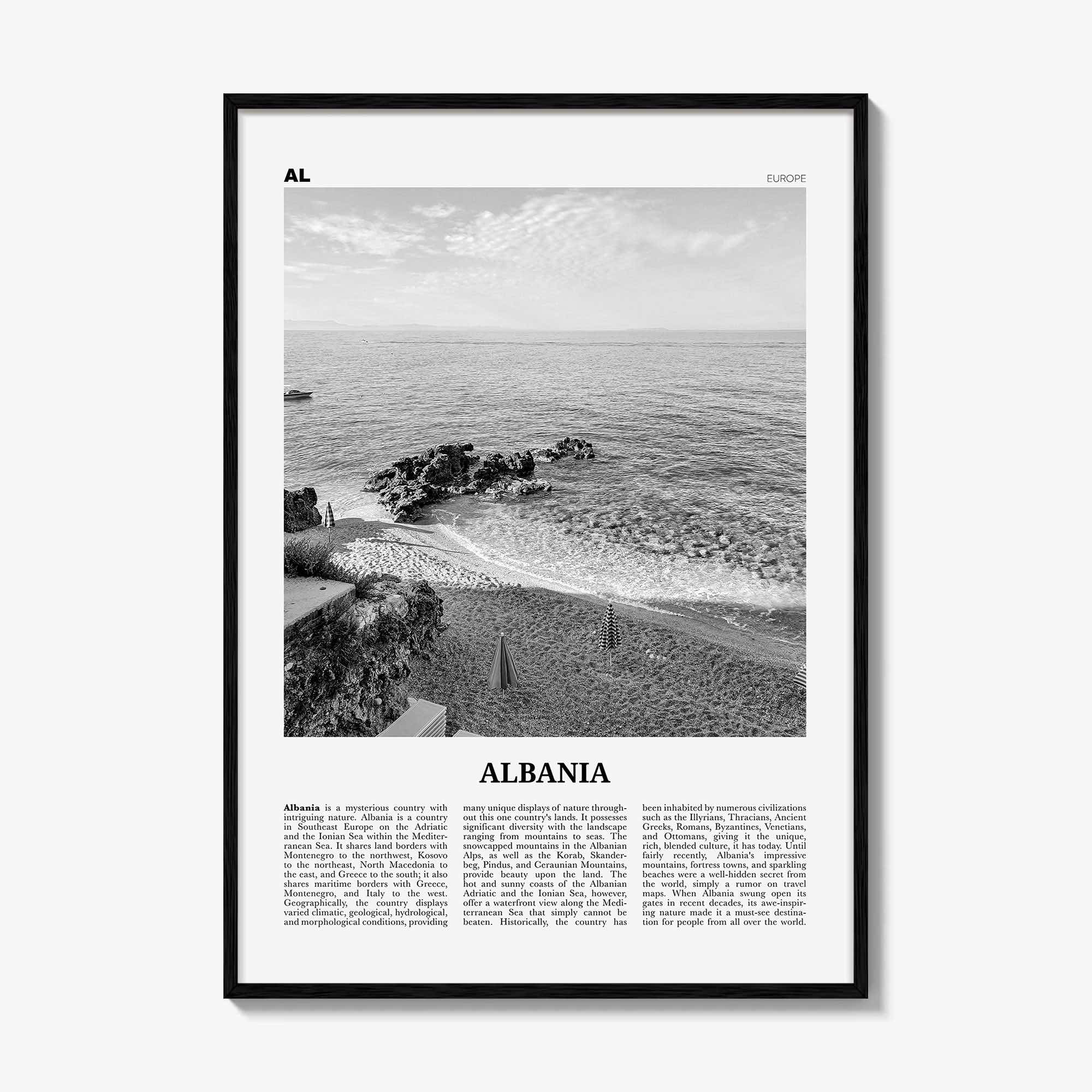 Albania Print Black and White No 2, Albania Wall Art, Albania Poster, Albania Photo, Albania Wall Decor, Country Art Print