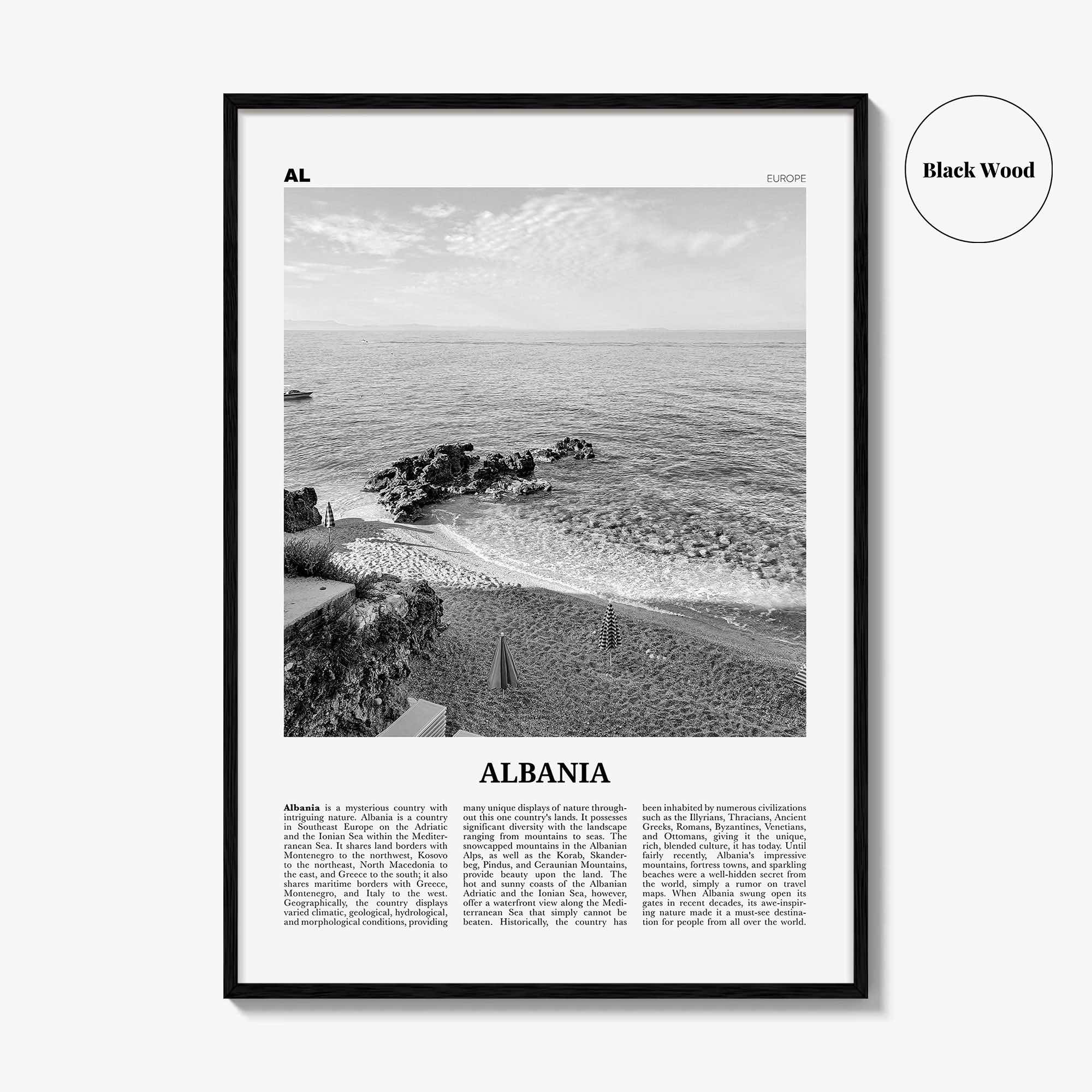 Albania Print Black and White No 2, Albania Wall Art, Albania Poster, Albania Photo, Albania Wall Decor, Country Art Print