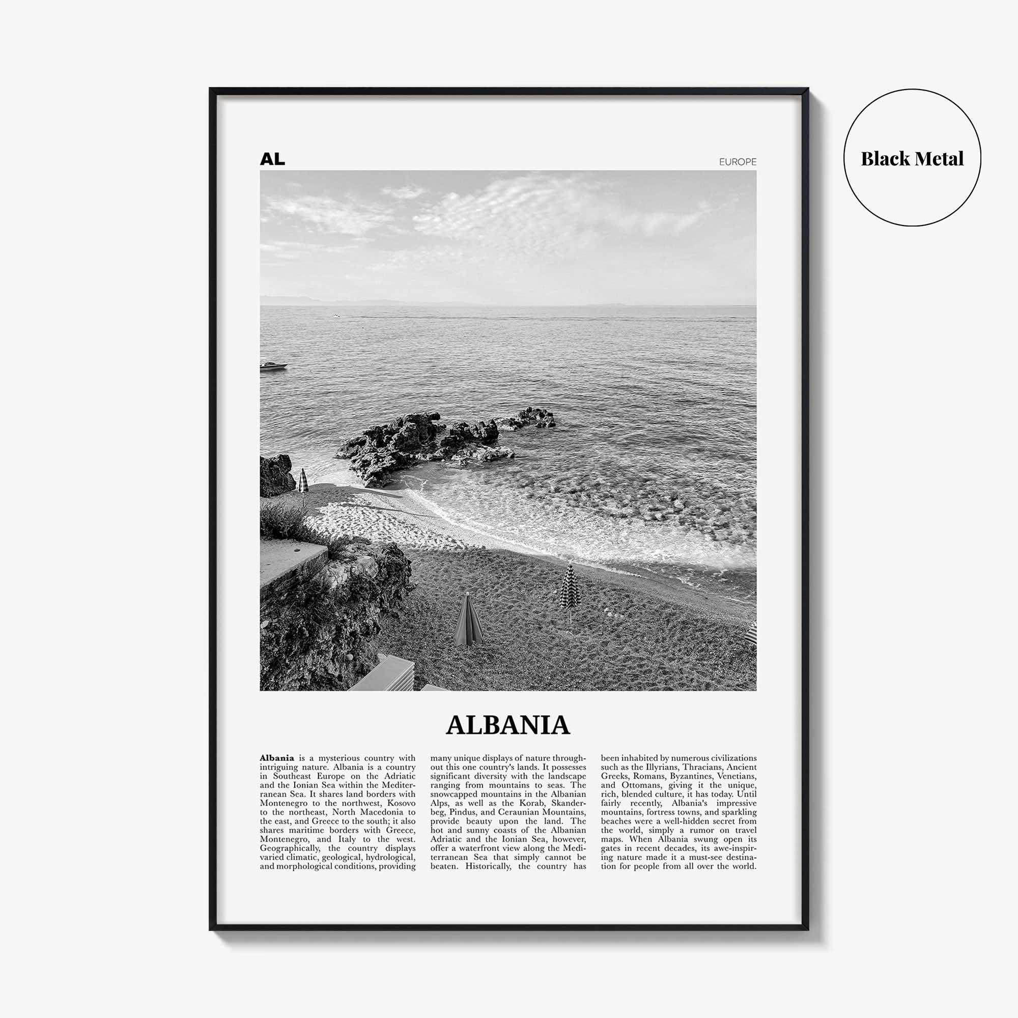 Albania Print Black and White No 2, Albania Wall Art, Albania Poster, Albania Photo, Albania Wall Decor, Country Art Print