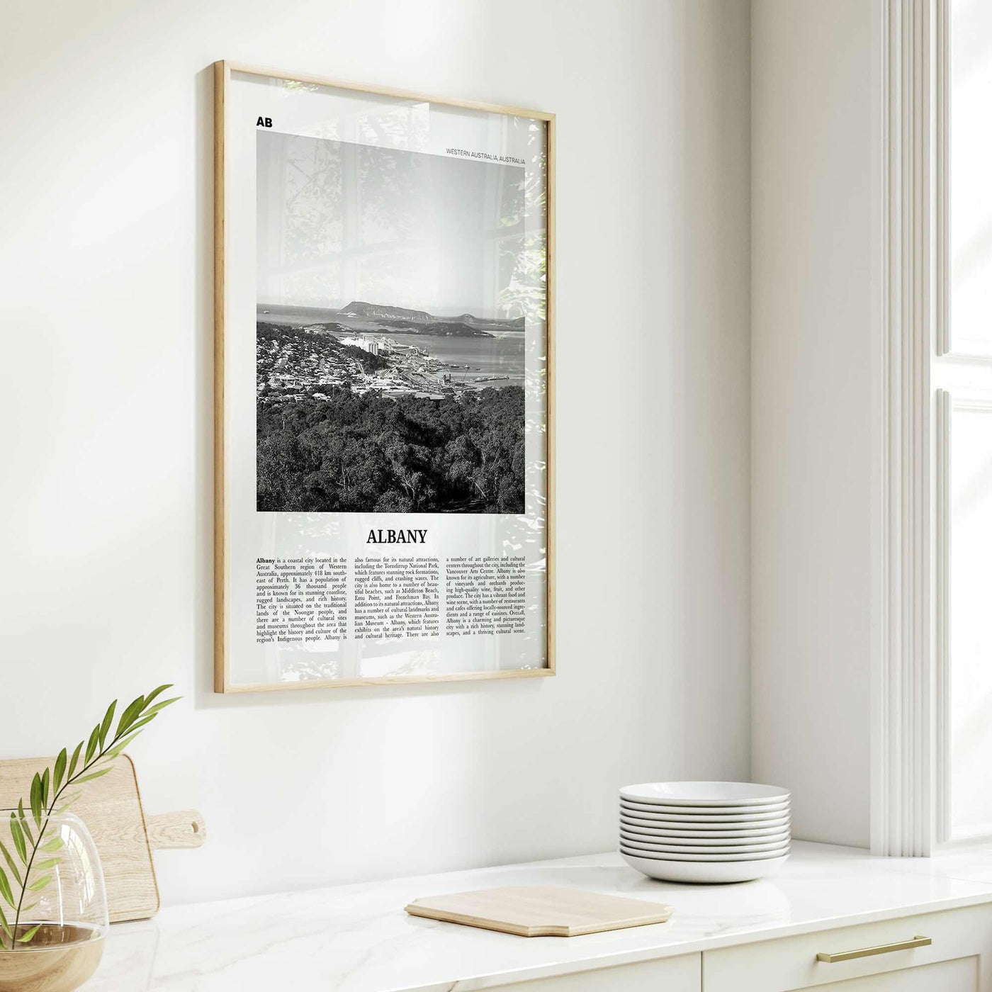 Albany Print Black and White Australia, Albany Wall Art, Albany Poster, Albany Photo, Albany Wall Décor, Albany Map, Australia