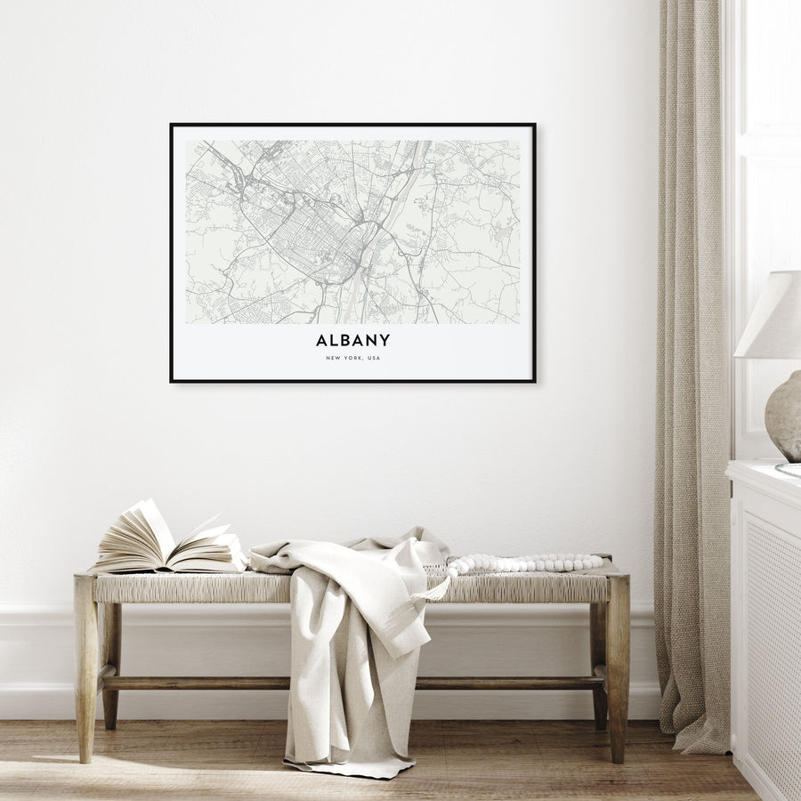Albany, New York Map Landscape Poster