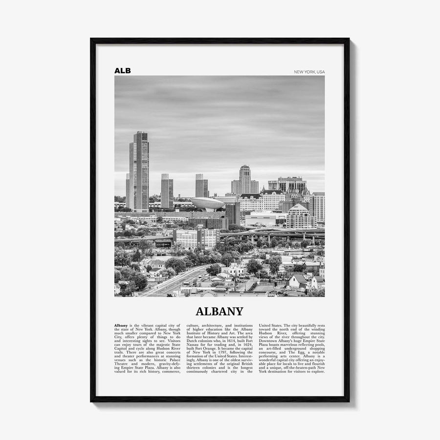 Albany Print Black and White New York, Albany Wall Art, Albany Poster, Albany Photo, Albany Wall Décor, New York, USA, United States