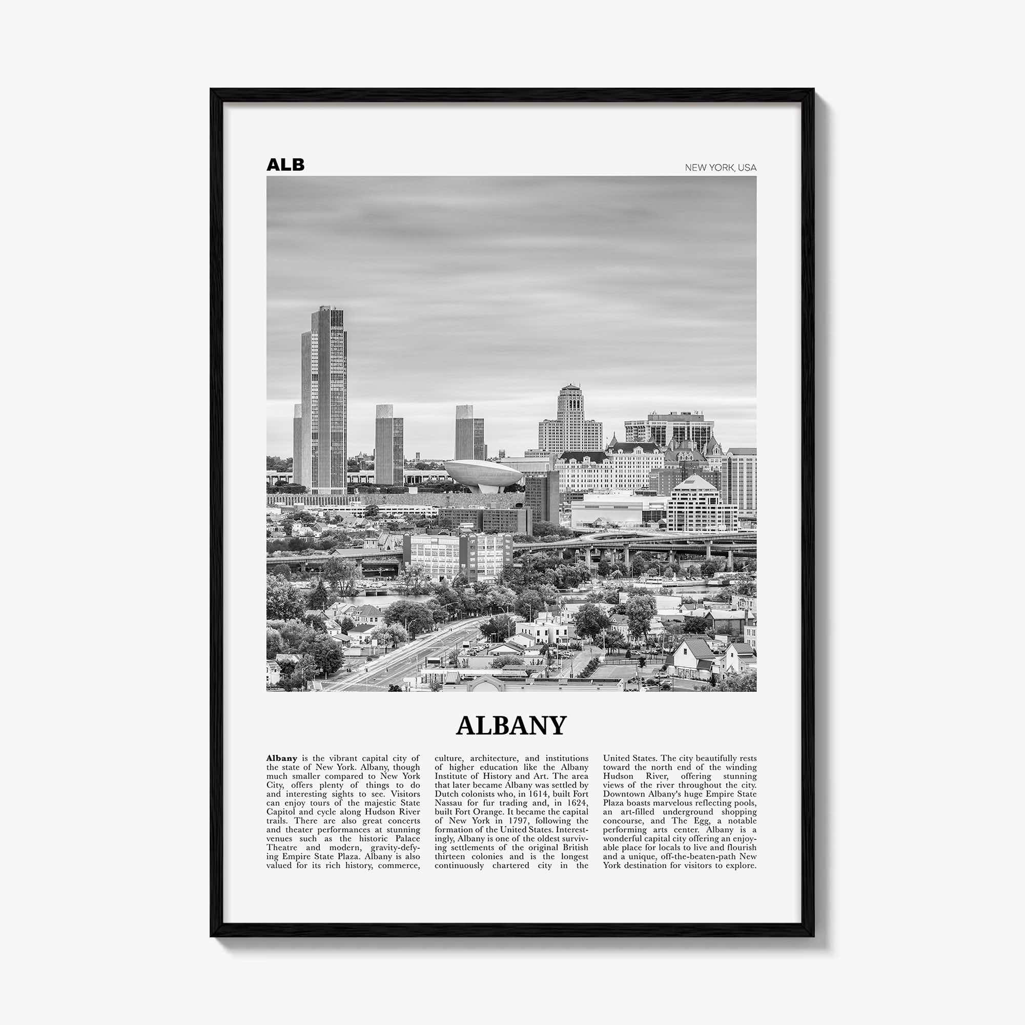 Albany Print Black and White New York, Albany Wall Art, Albany Poster, Albany Photo, Albany Wall Décor, New York, USA, United States