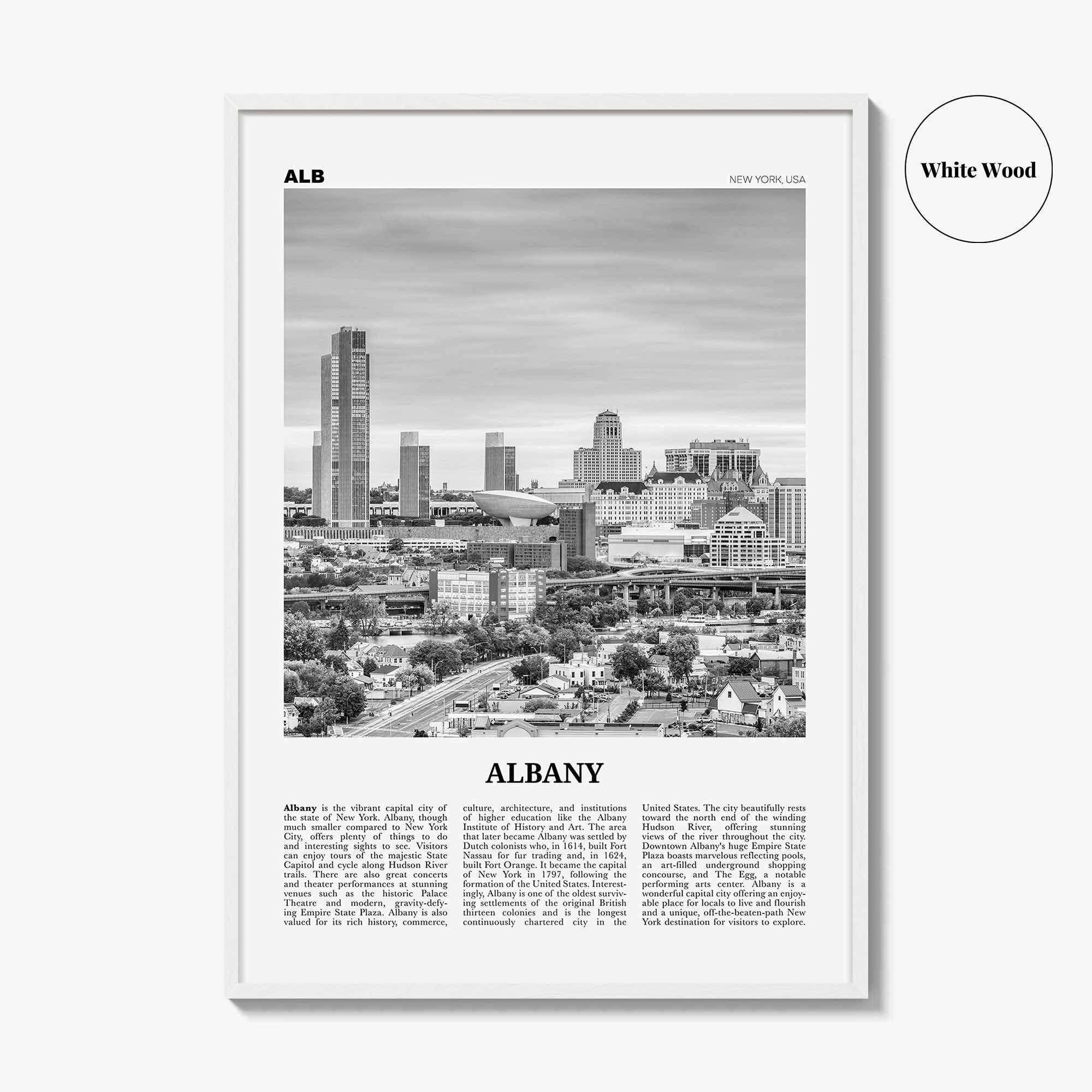 Albany Print Black and White New York, Albany Wall Art, Albany Poster, Albany Photo, Albany Wall Décor, New York, USA, United States
