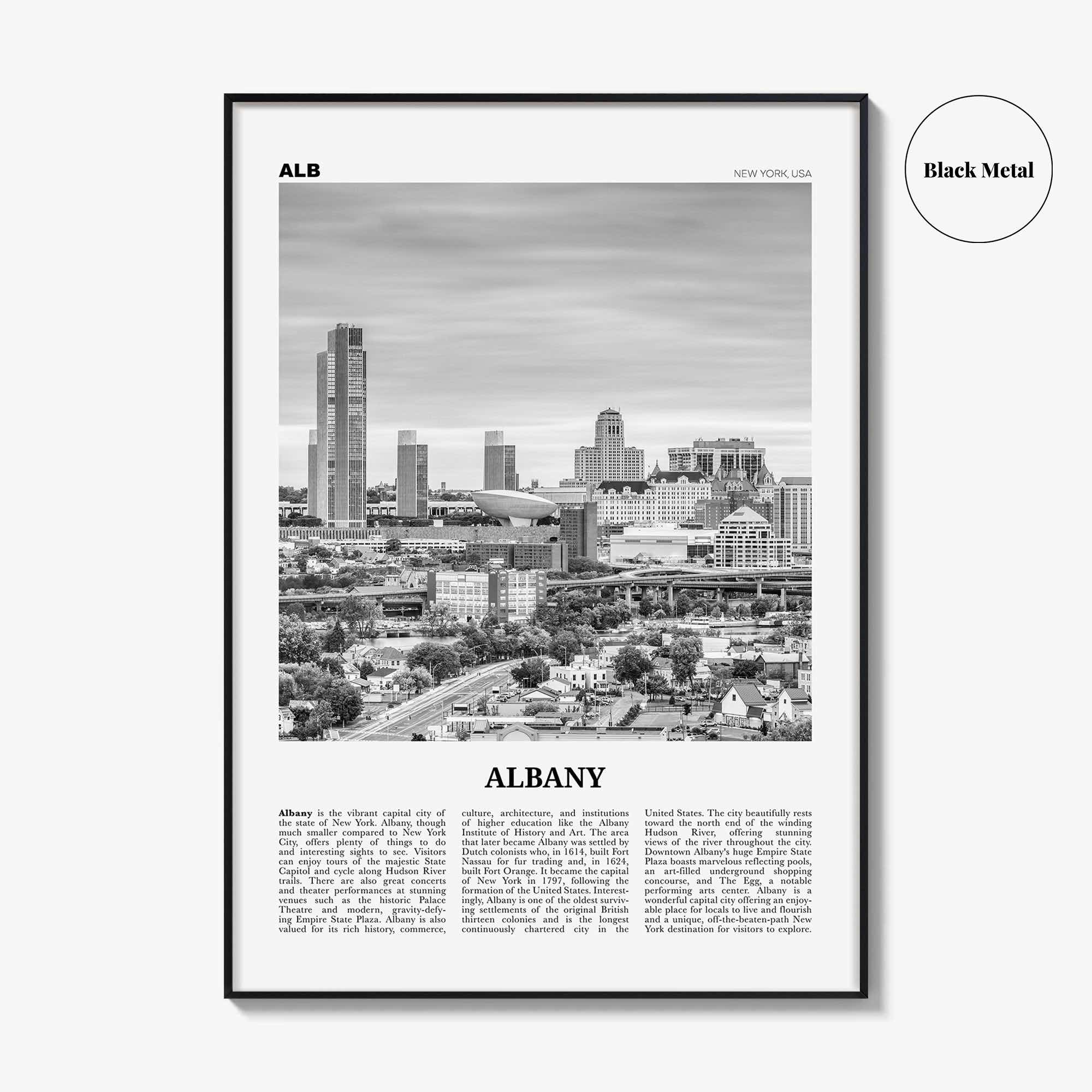 Albany Print Black and White New York, Albany Wall Art, Albany Poster, Albany Photo, Albany Wall Décor, New York, USA, United States