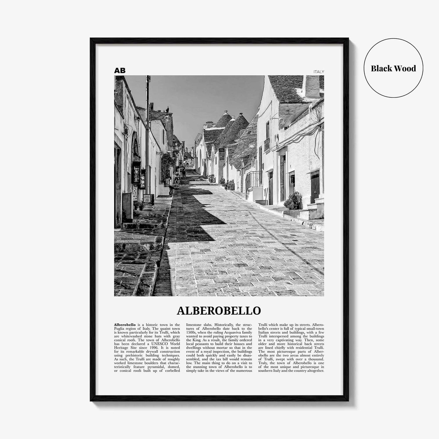 Alberobello Print Black and White, Alberobello Wall Art, Alberobello Poster, Alberobello Photo, Alberobello Wall Décor, Alberobello Map