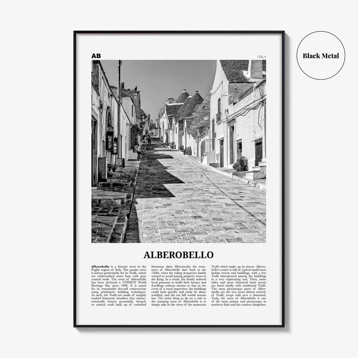 Alberobello Print Black and White, Alberobello Wall Art, Alberobello Poster, Alberobello Photo, Alberobello Wall Décor, Alberobello Map