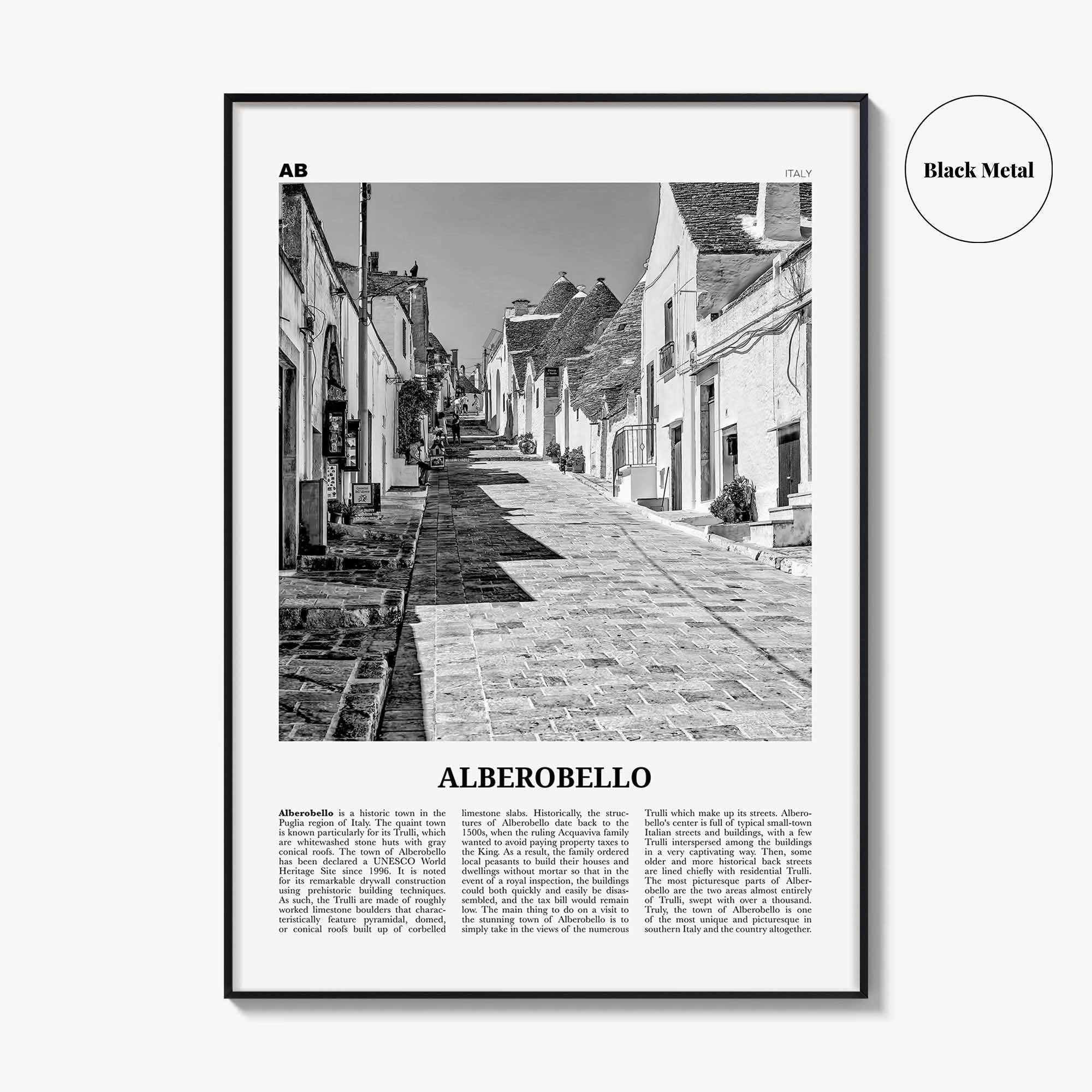 Alberobello Print Black and White, Alberobello Wall Art, Alberobello Poster, Alberobello Photo, Alberobello Wall Décor, Alberobello Map
