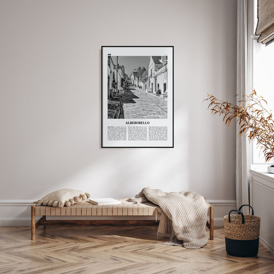Alberobello Travel B&W Poster