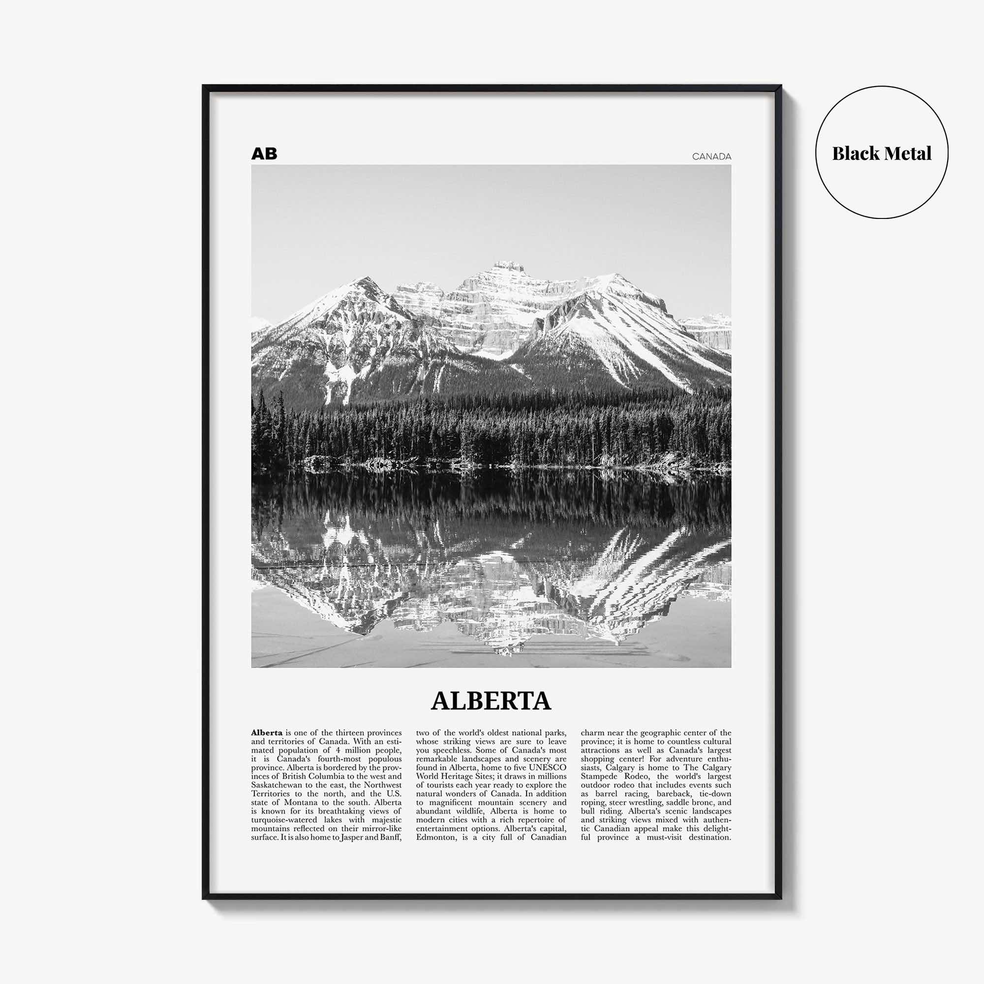 Alberta Print Black and White, Alberta Wall Art, Alberta Poster, Alberta Photo, Alberta Wall Decor, Edmonton, Calgary, Canada