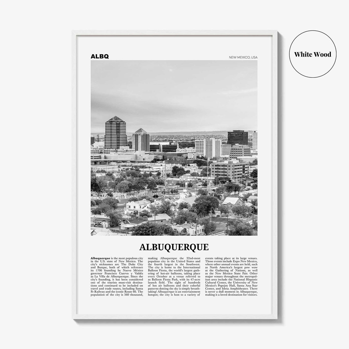 Albuquerque Print Black and White, Albuquerque Wall Art, Albuquerque Poster, Albuquerque Photo, Albuquerque Wall Décor, New Mexico, USA