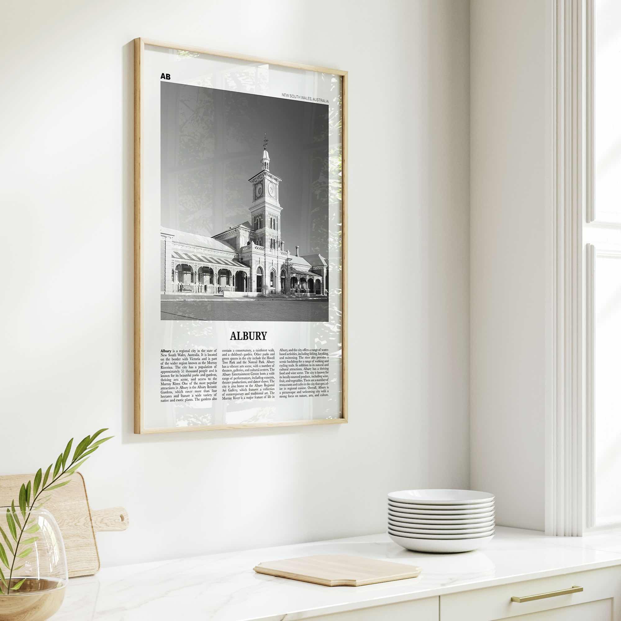 Albury Print Black and White, Albury Wall Art, Albury Poster, Albury Photo, Albury Wall Décor, Albury Map, Australia