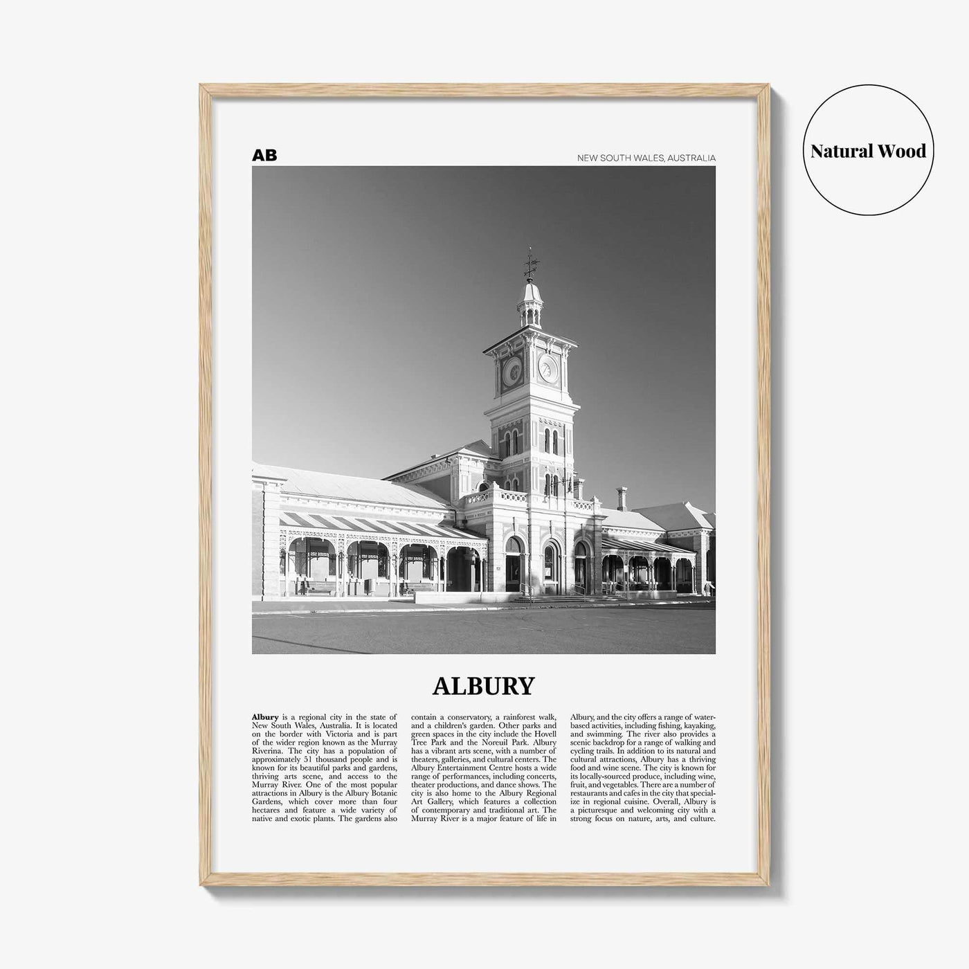 Albury Print Black and White, Albury Wall Art, Albury Poster, Albury Photo, Albury Wall Décor, Albury Map, Australia