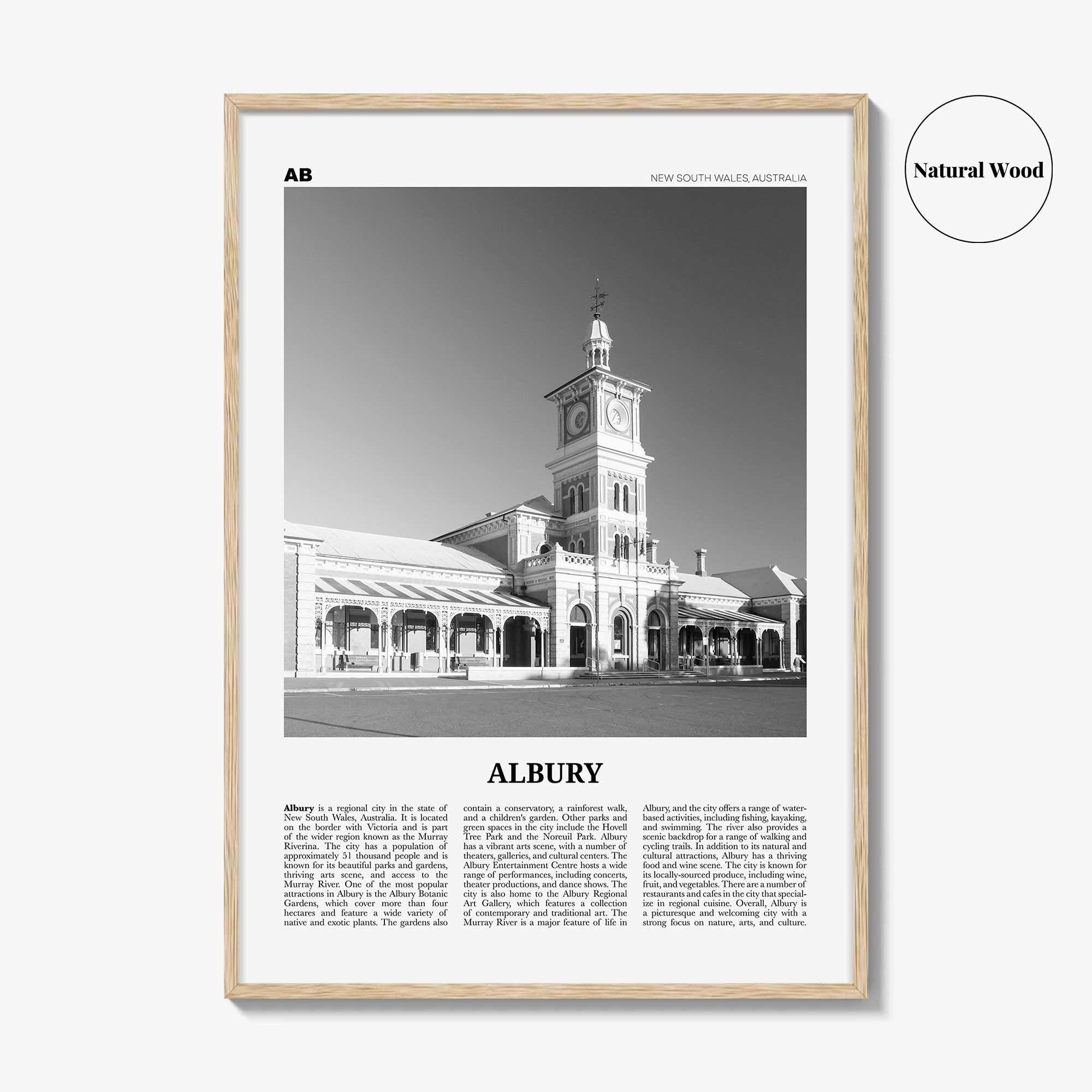 Albury Print Black and White, Albury Wall Art, Albury Poster, Albury Photo, Albury Wall Décor, Albury Map, Australia