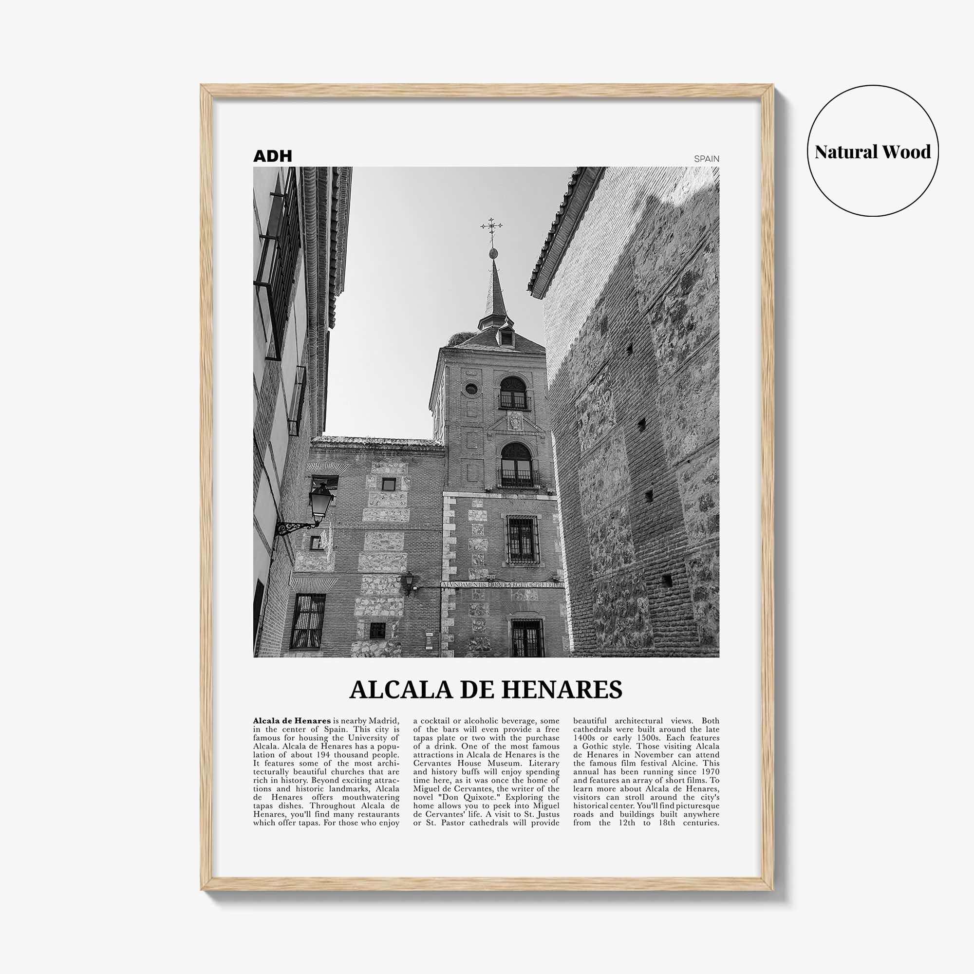 Alcala de Henares Print Black and White, Alcala de Henares Wall Art, Alcala de Henares Poster, Alcala de Henares Photo, Wall Décor, Map