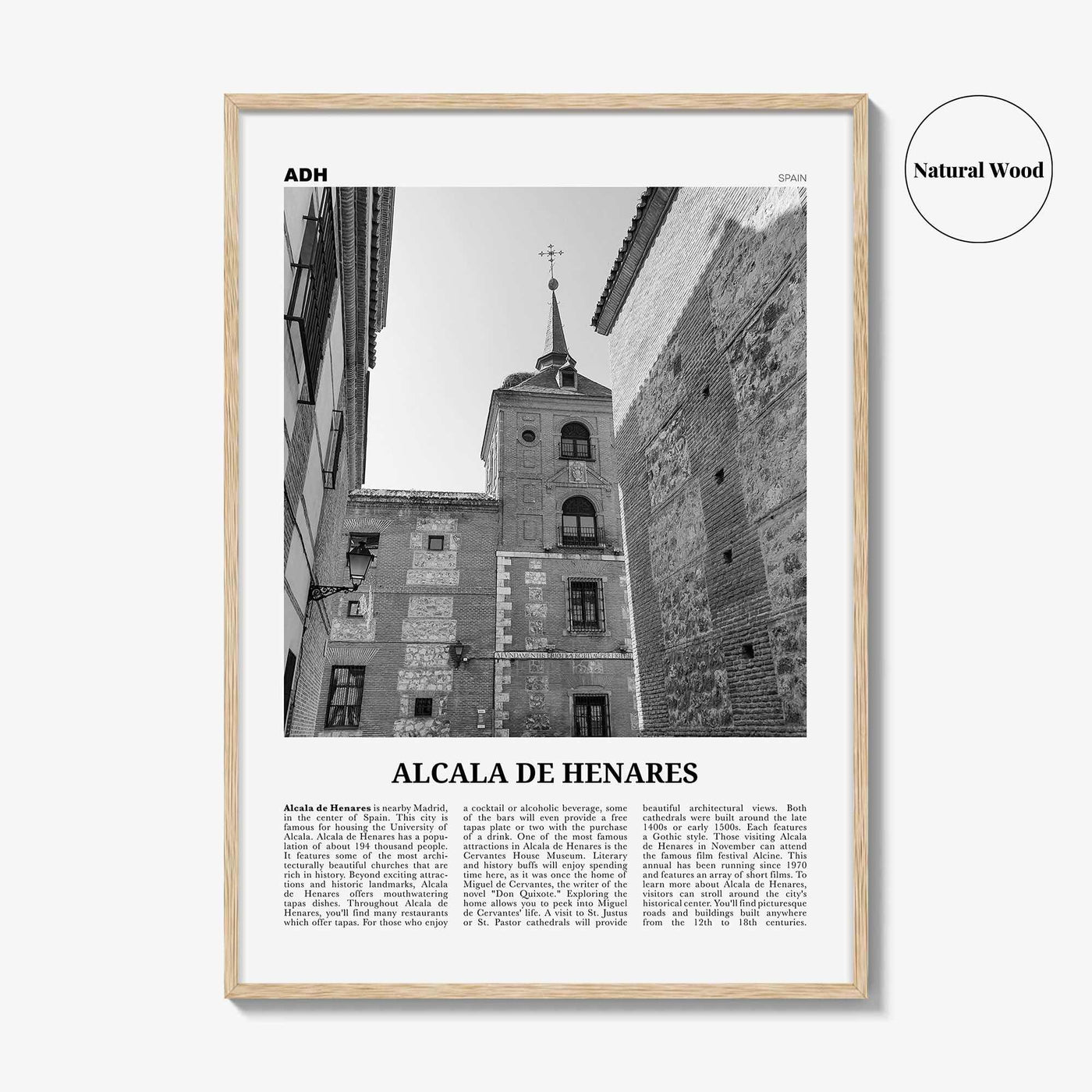Alcala de Henares Print Black and White, Alcala de Henares Wall Art, Alcala de Henares Poster, Alcala de Henares Photo, Wall Décor, Map