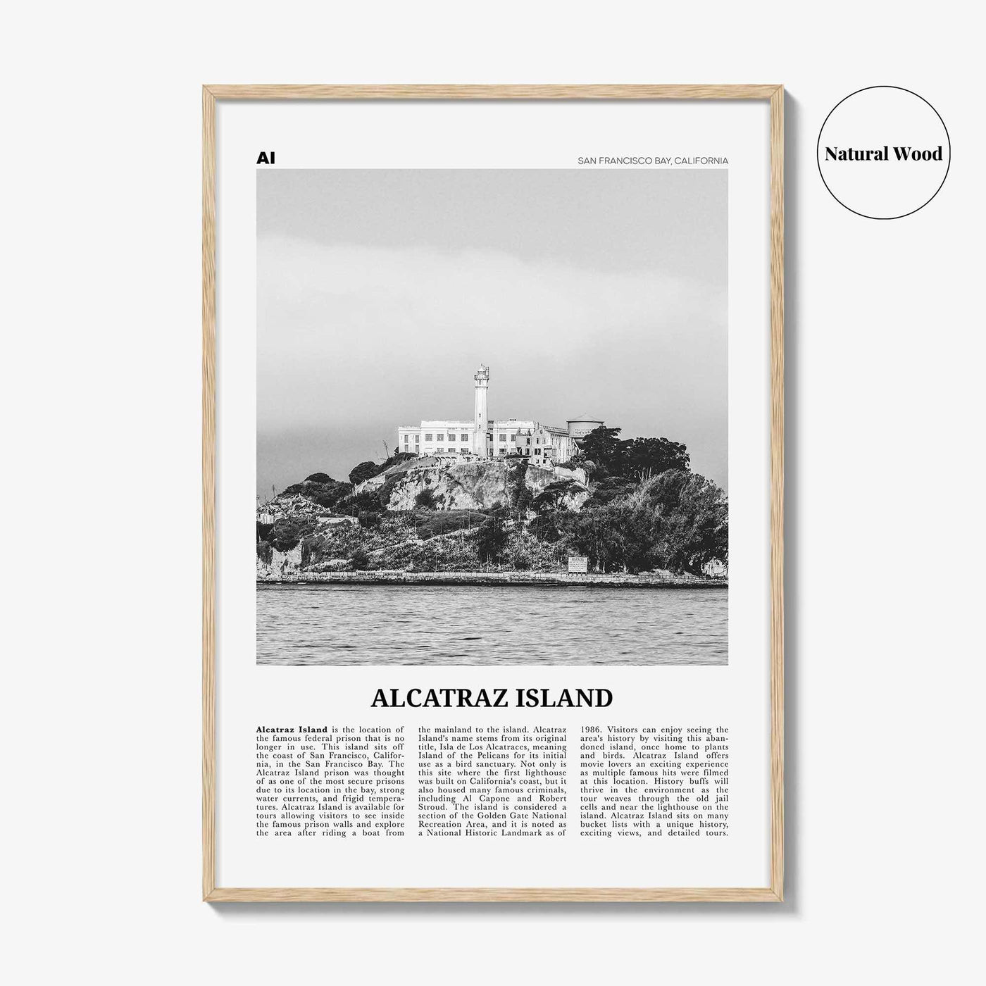 Alcatraz Island Print Black and White, Alcatraz Island Wall Art, Alcatraz Island Poster, Alcatraz Island Photo, Alcatraz Island Wall Decor