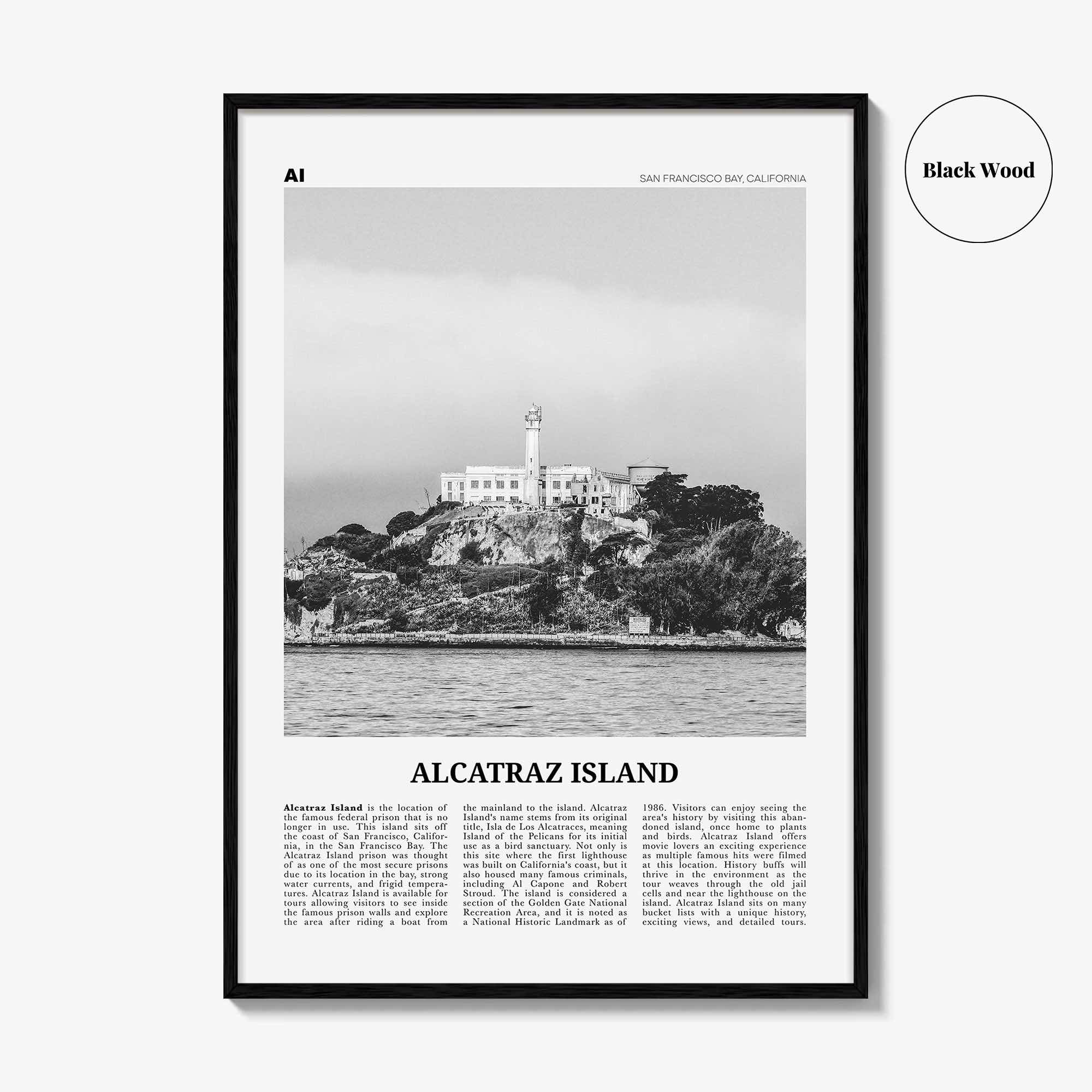 Alcatraz Island Print Black and White, Alcatraz Island Wall Art, Alcatraz Island Poster, Alcatraz Island Photo, Alcatraz Island Wall Decor