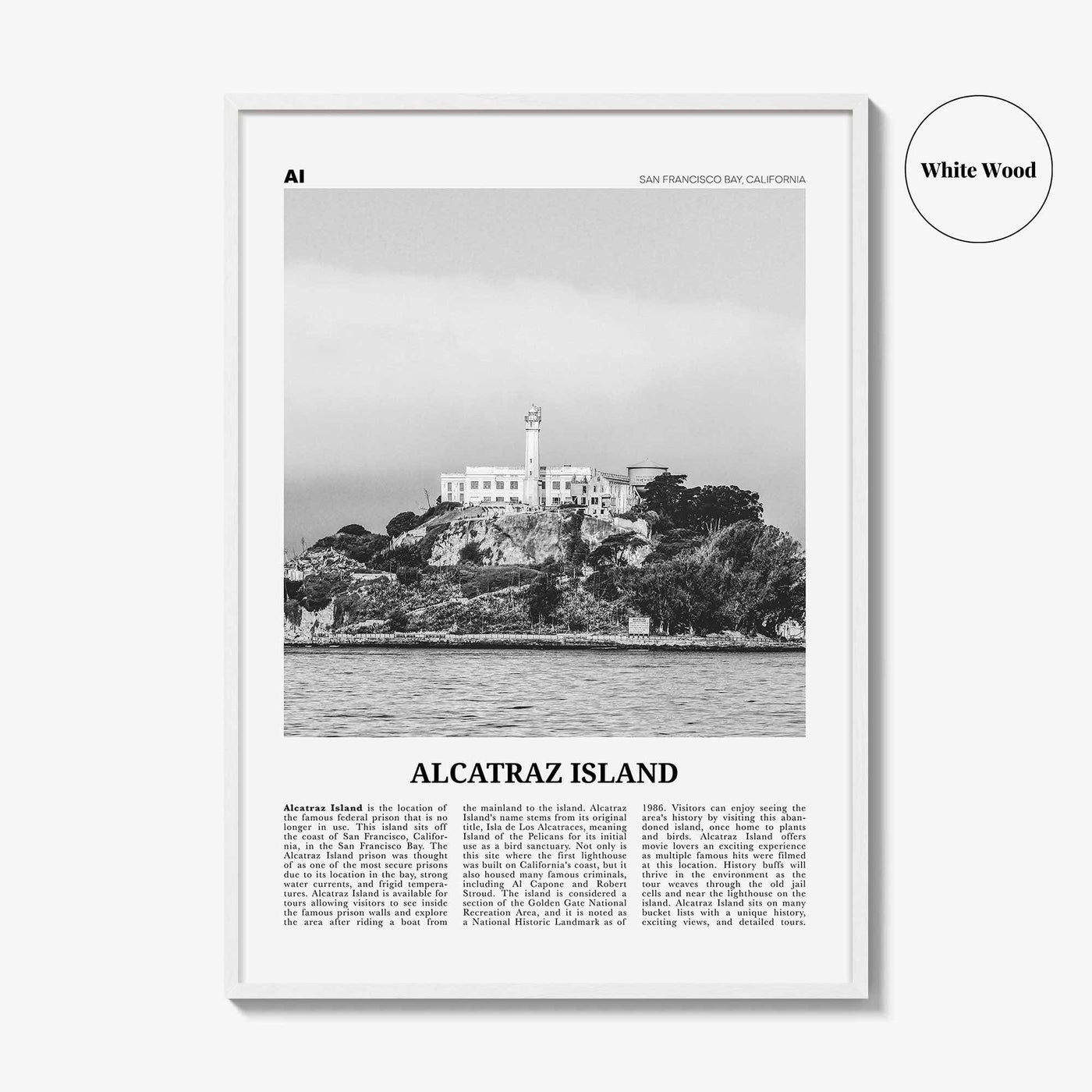 Alcatraz Island Print Black and White, Alcatraz Island Wall Art, Alcatraz Island Poster, Alcatraz Island Photo, Alcatraz Island Wall Decor