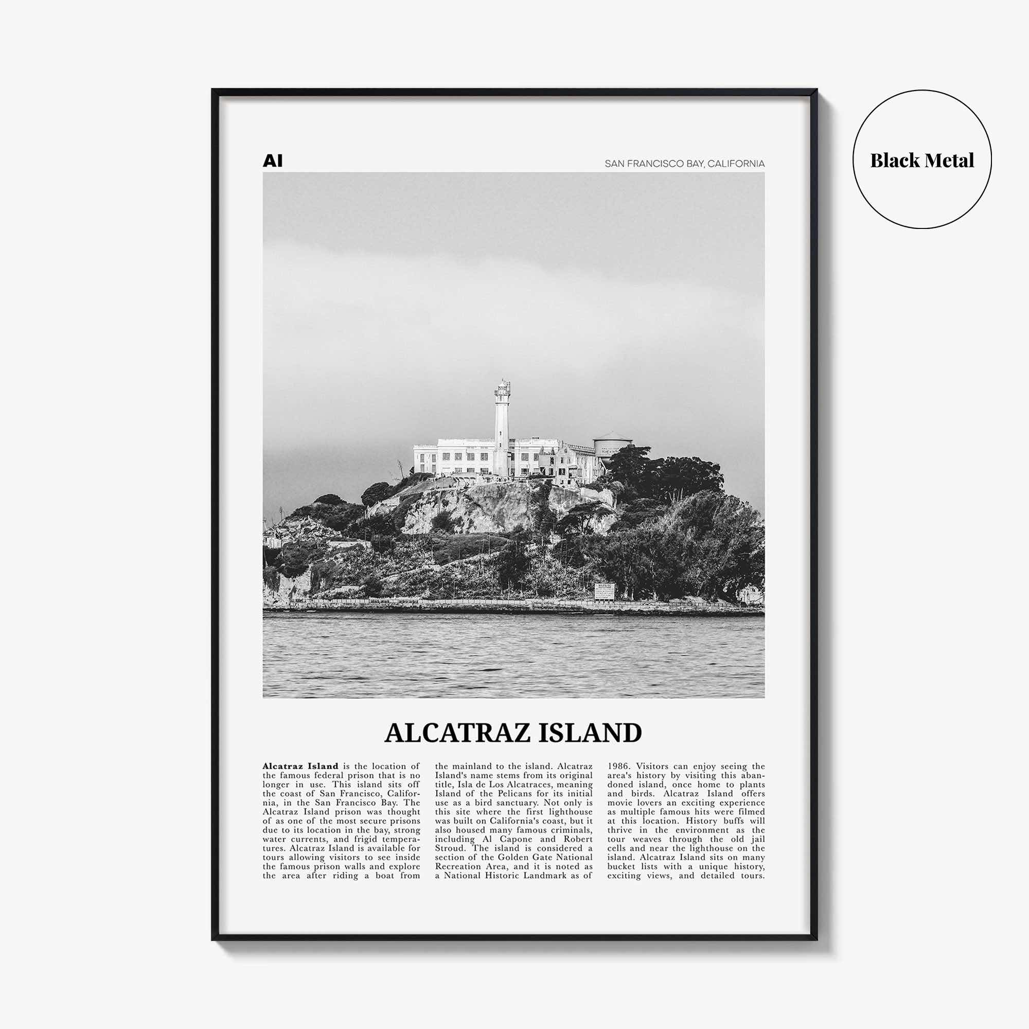 Alcatraz Island Print Black and White, Alcatraz Island Wall Art, Alcatraz Island Poster, Alcatraz Island Photo, Alcatraz Island Wall Decor