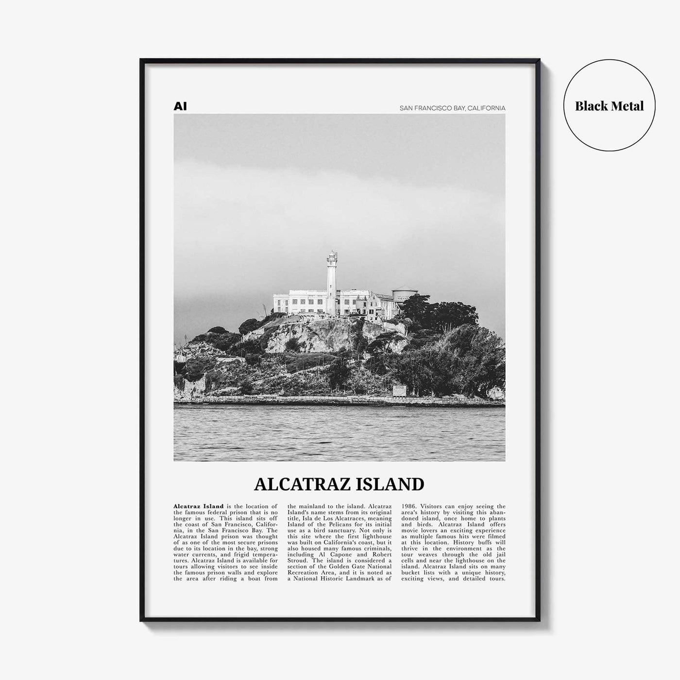 Alcatraz Island Print Black and White, Alcatraz Island Wall Art, Alcatraz Island Poster, Alcatraz Island Photo, Alcatraz Island Wall Decor