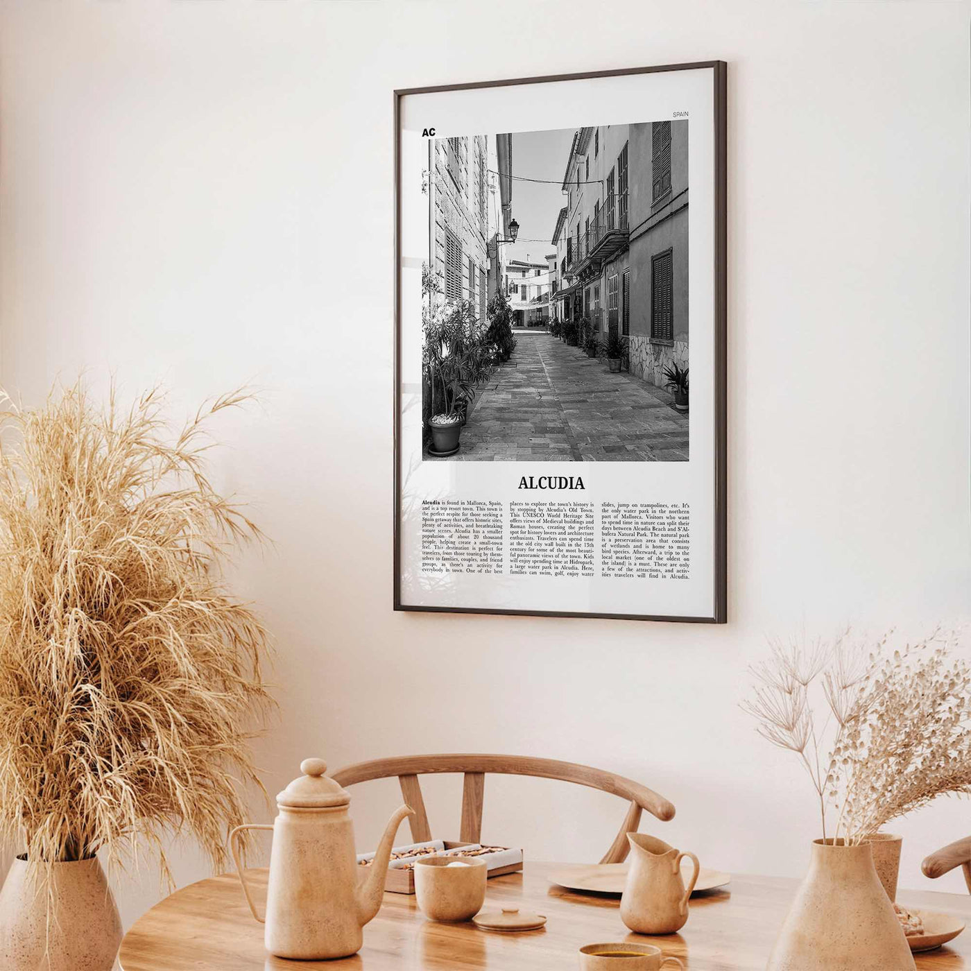 Alcudia Print Black and White, Alcudia Wall Art, Alcudia Poster, Alcudia Photo, Alcudia Wall Décor, Alcudia Map, Spain