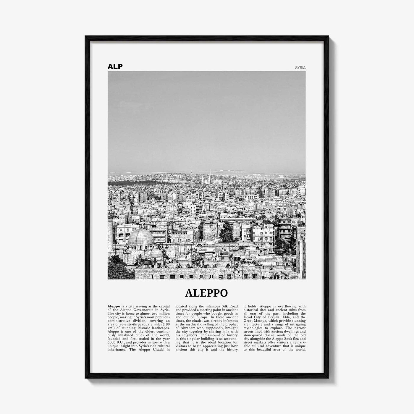 Aleppo Print Black and White, Aleppo Wall Art, Aleppo Poster, Aleppo Photo, Aleppo Wall Décor, Syria, Al-Shahbaa