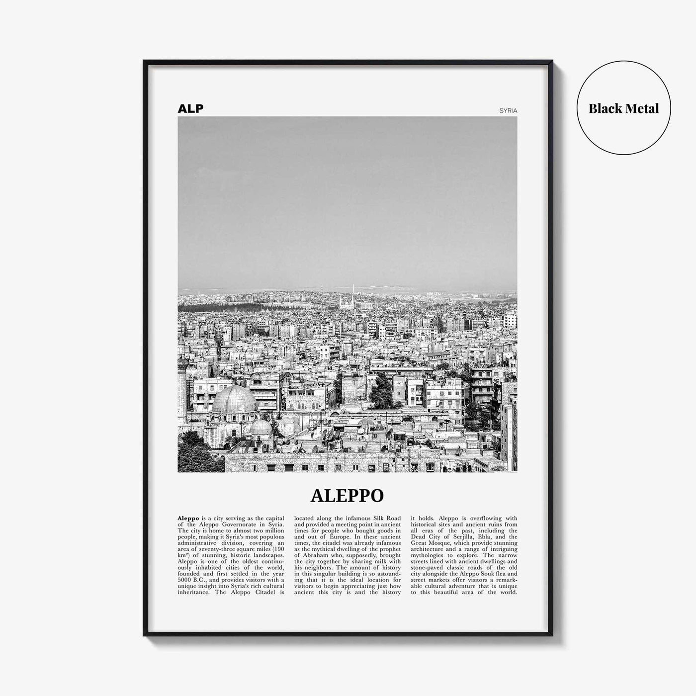 Aleppo Print Black and White, Aleppo Wall Art, Aleppo Poster, Aleppo Photo, Aleppo Wall Décor, Syria, Al-Shahbaa
