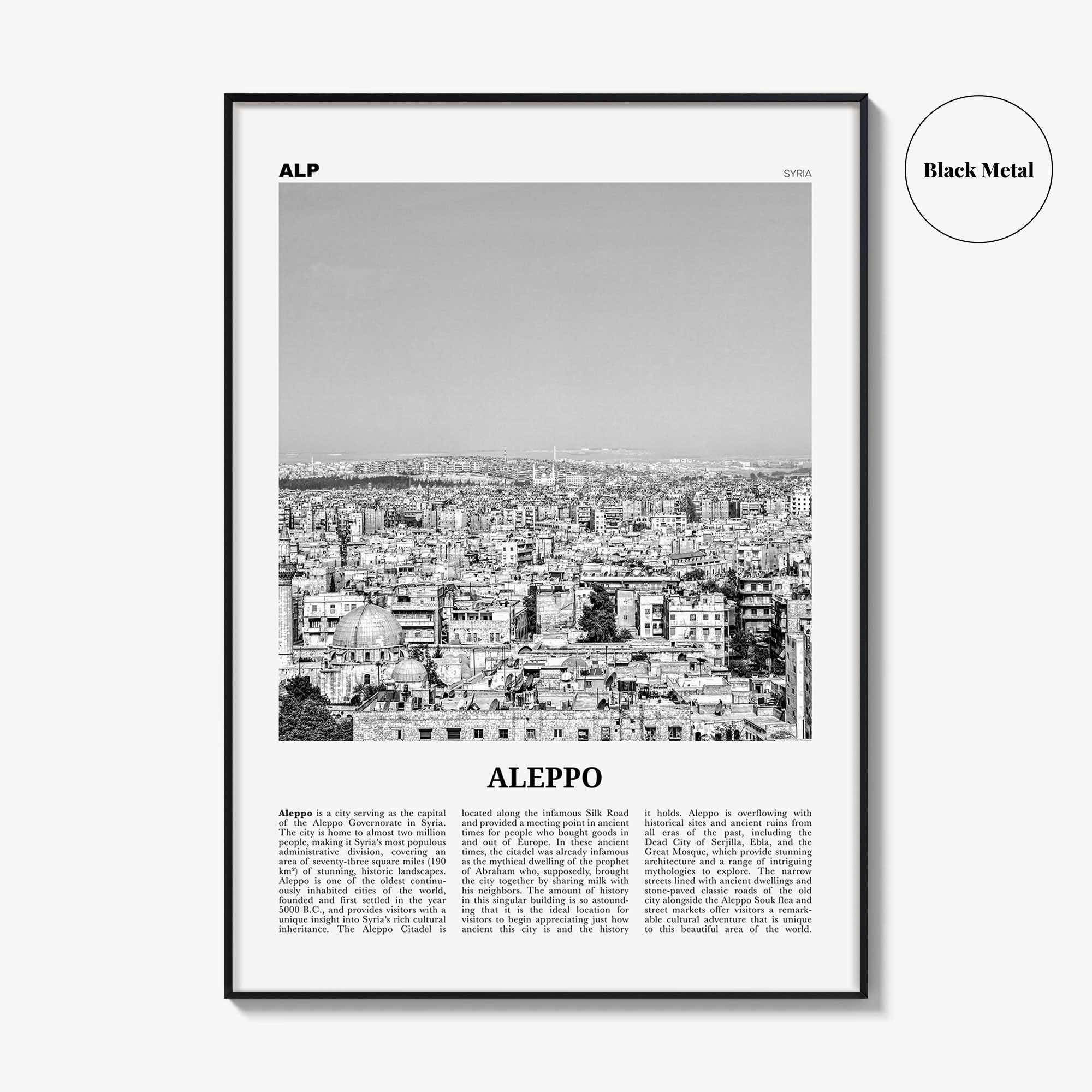Aleppo Print Black and White, Aleppo Wall Art, Aleppo Poster, Aleppo Photo, Aleppo Wall Décor, Syria, Al-Shahbaa