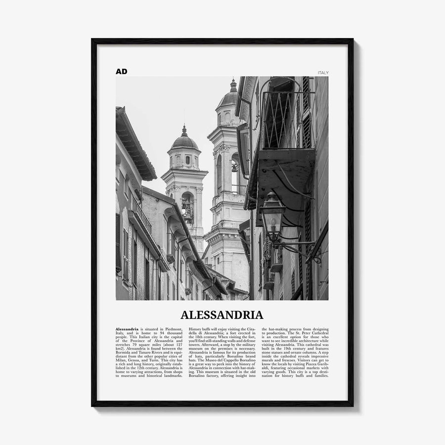 Alessandria Print Black and White, Alessandria Wall Art, Alessandria Poster, Alessandria Photo, Alessandria Wall Décor, Alessandria Map,
