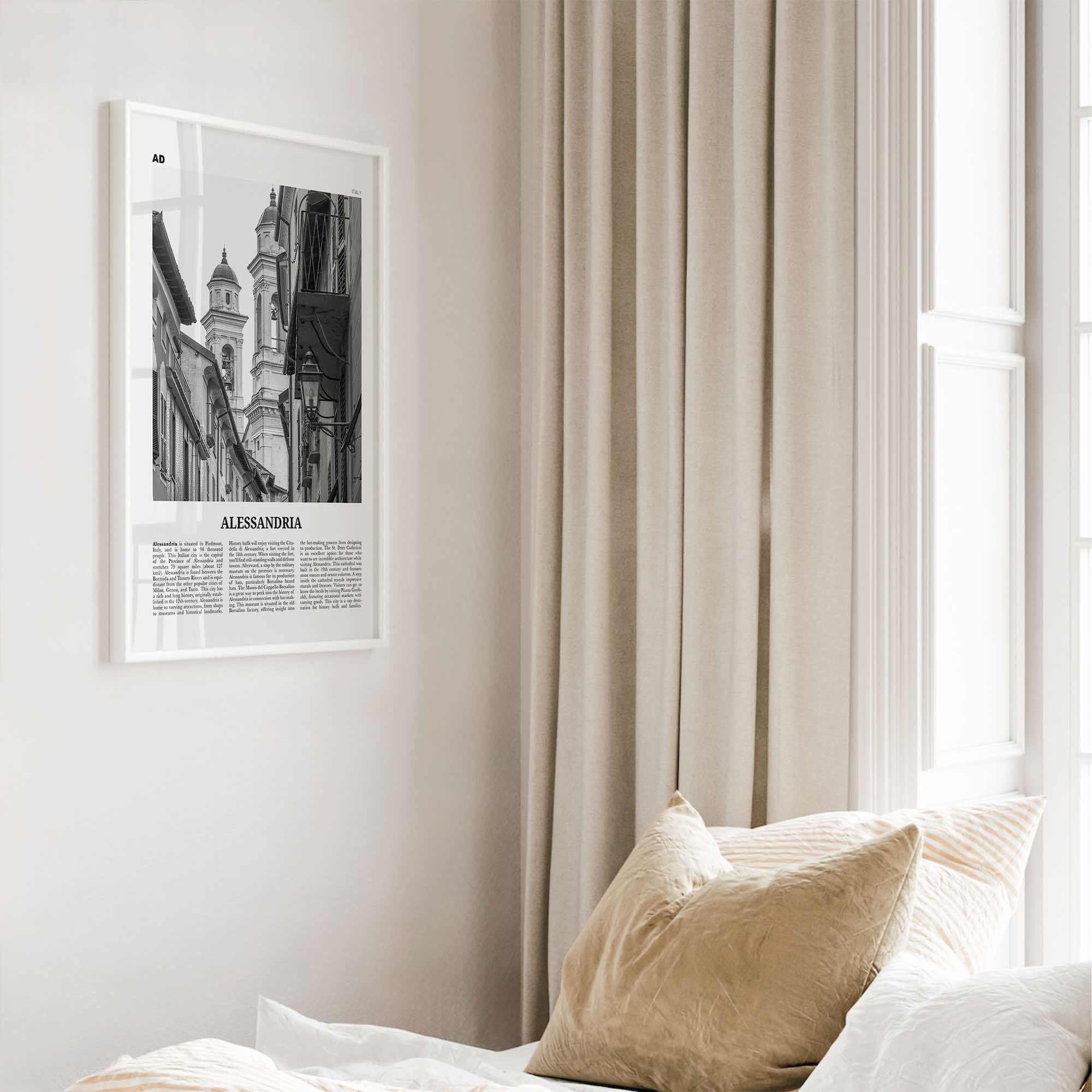 Alessandria Print Black and White, Alessandria Wall Art, Alessandria Poster, Alessandria Photo, Alessandria Wall Décor, Alessandria Map,