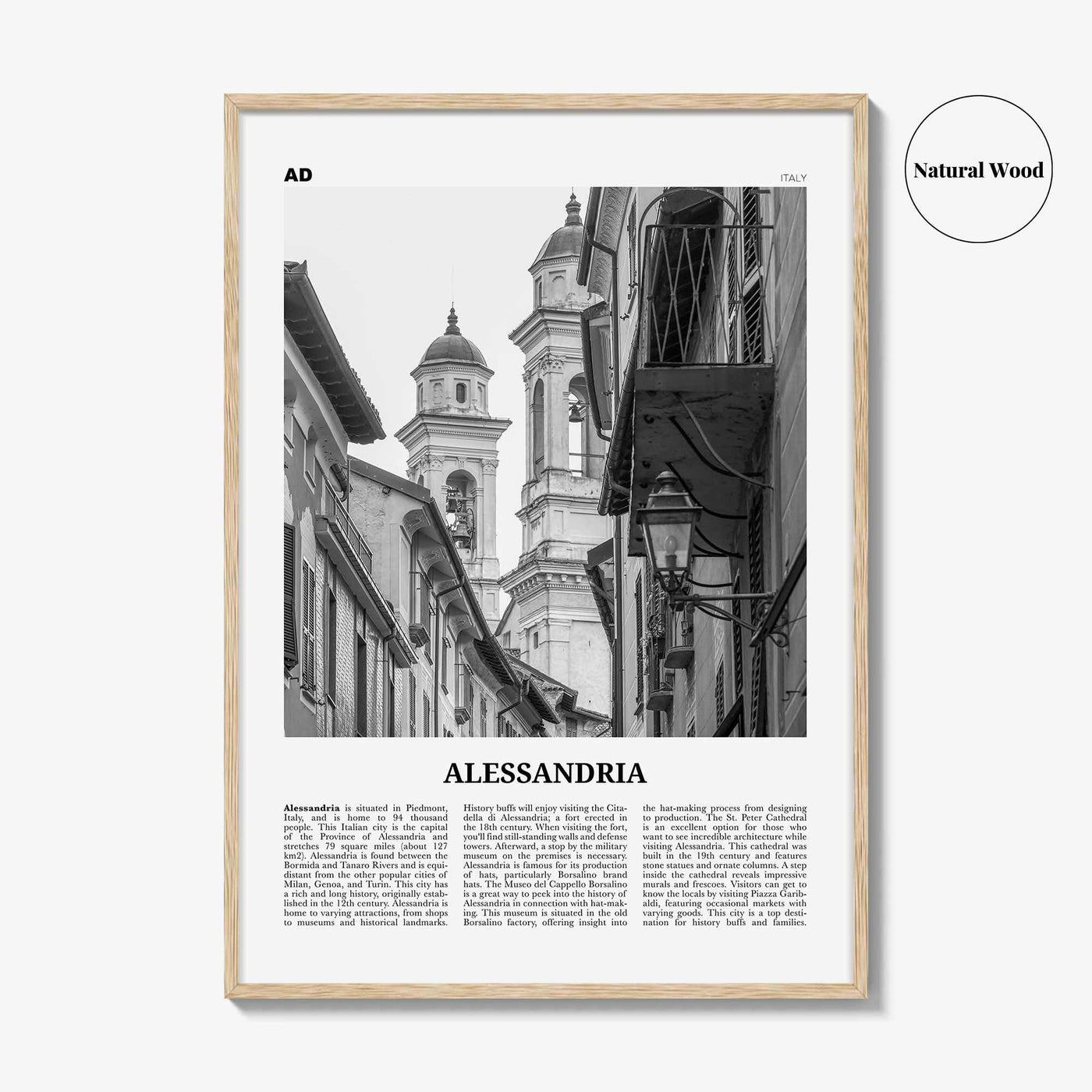 Alessandria Print Black and White, Alessandria Wall Art, Alessandria Poster, Alessandria Photo, Alessandria Wall Décor, Alessandria Map,