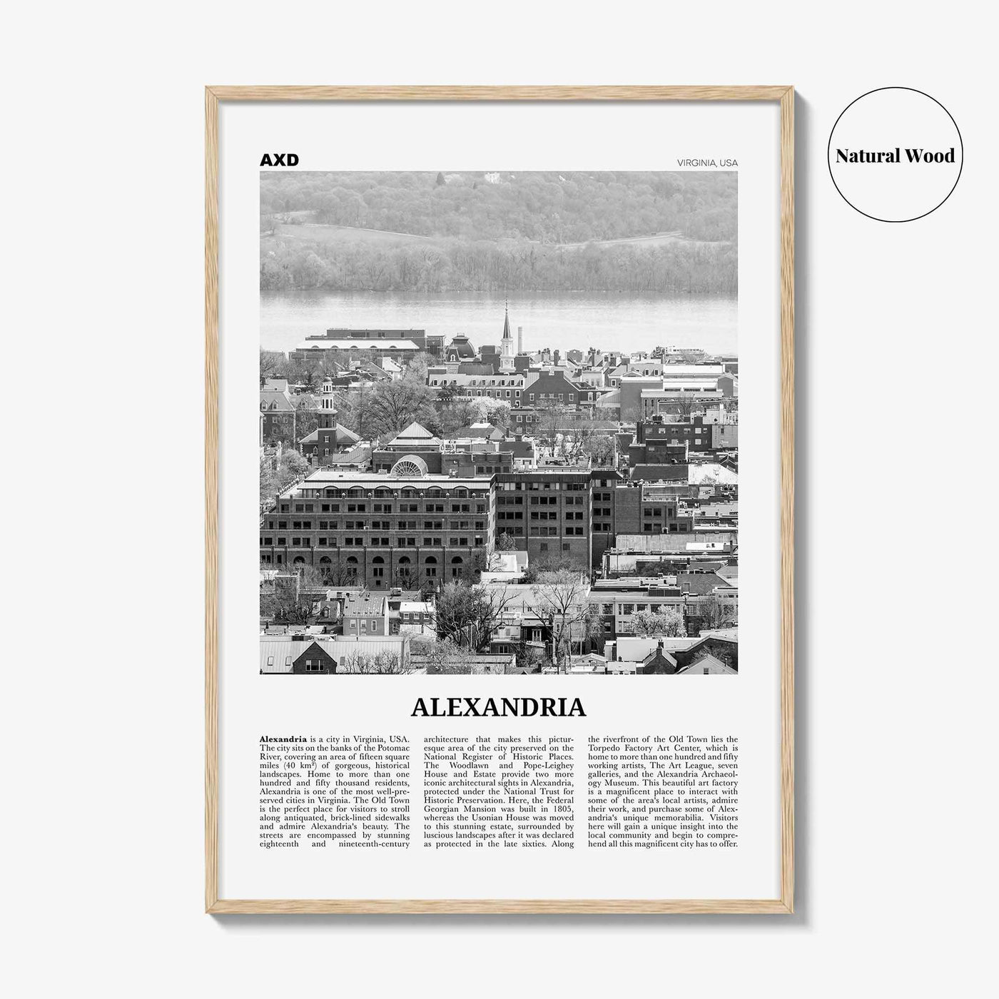 Alexandria Print Black and White Virginia, Alexandria Wall Art, Alexandria Poster, Alexandria Photo, Alexandria Map, United States